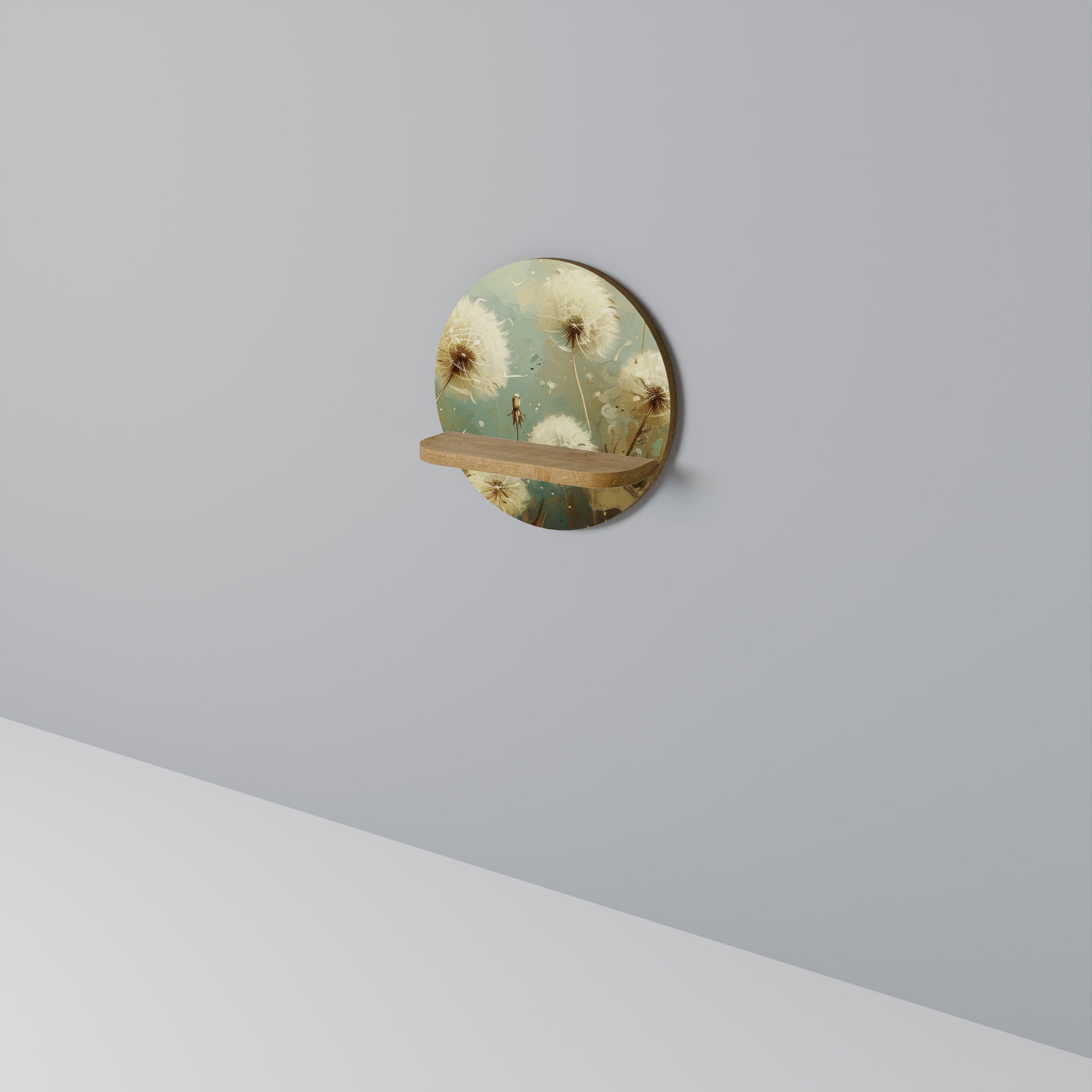 Étagère d'art ronde DREAMY MEADOW effet chêne