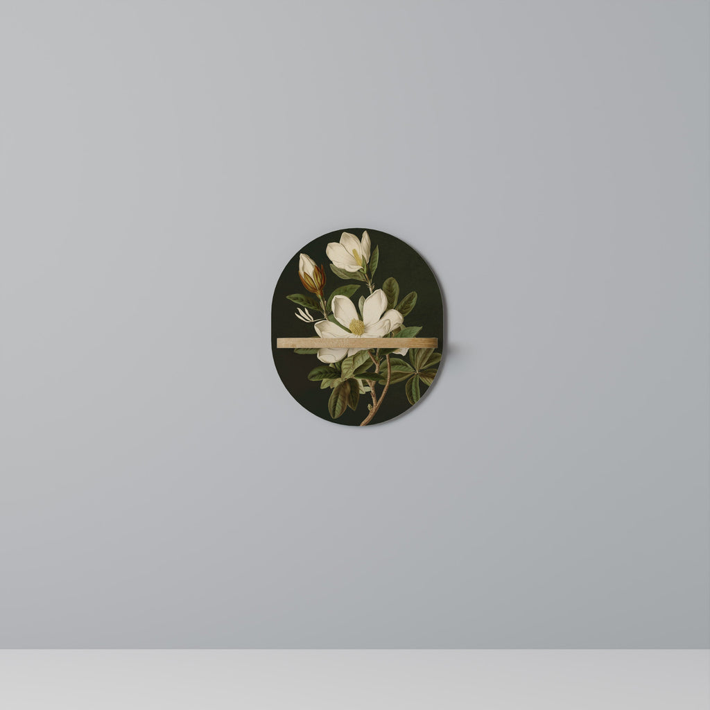 Étagère d'art ovale FLORAL NOIR effet chêne