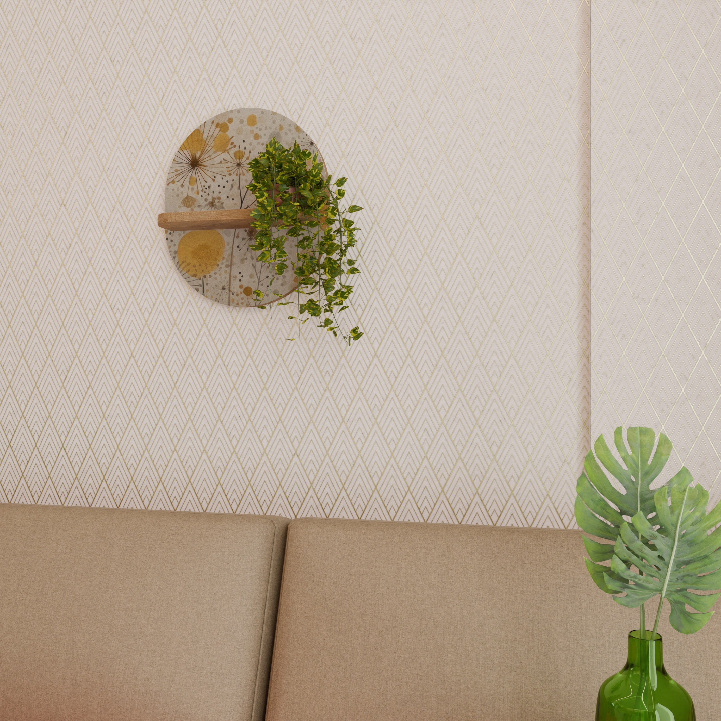 Étagère d'art ovale MORNING GLADE effet chêne