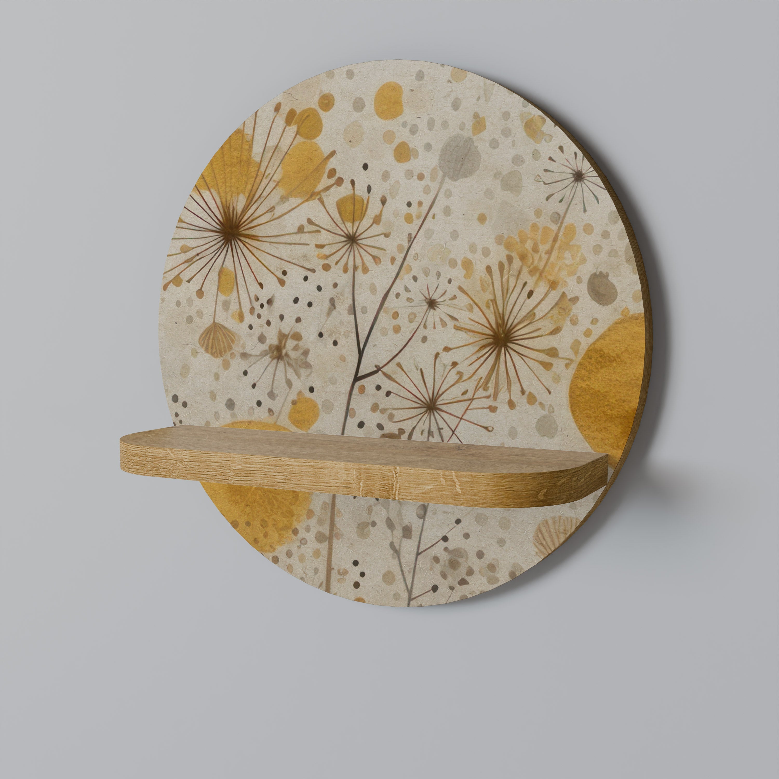 Étagère d'art ronde MORNING GLADE effet chêne