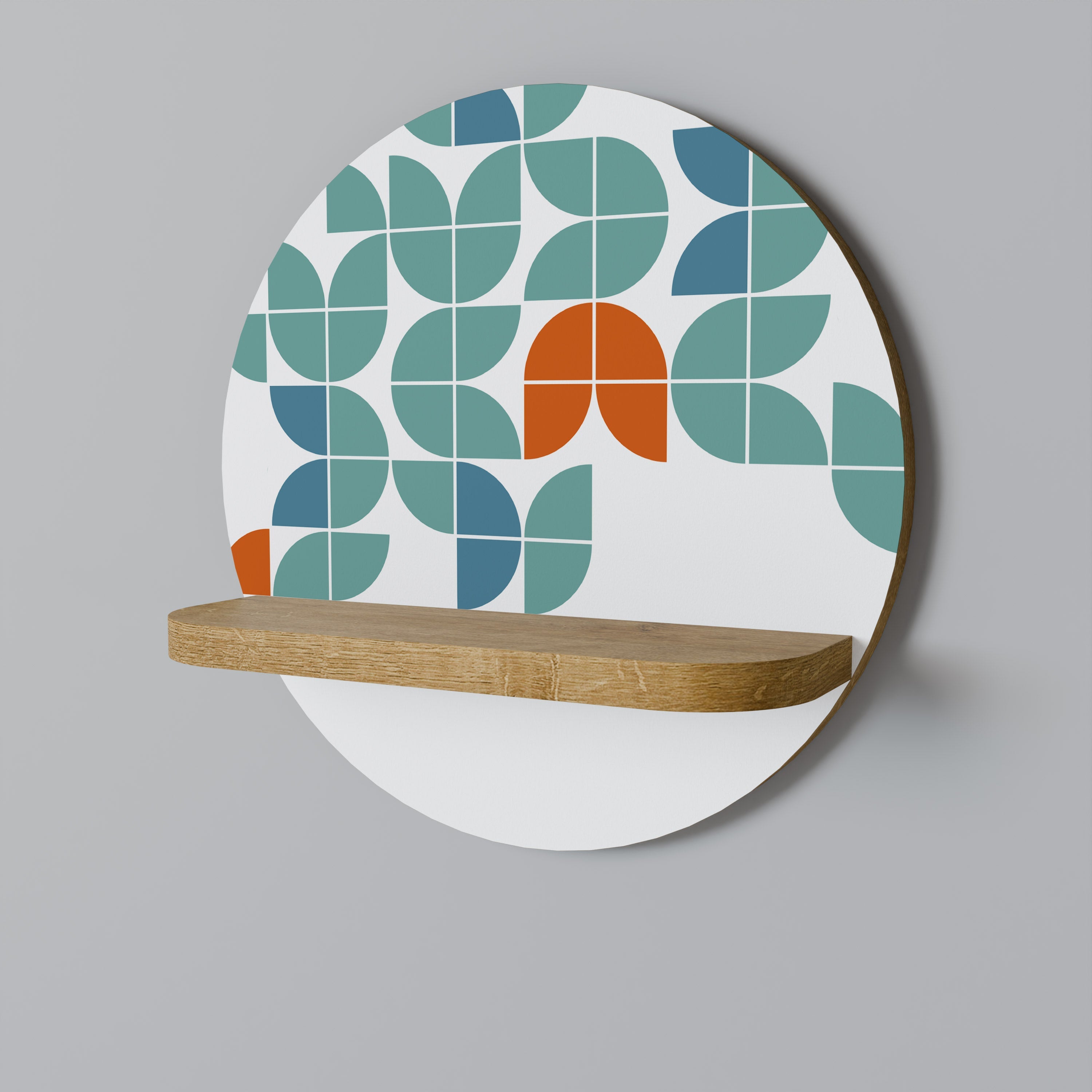 Étagère d'art ronde BE THE CHANGE en effet chêne