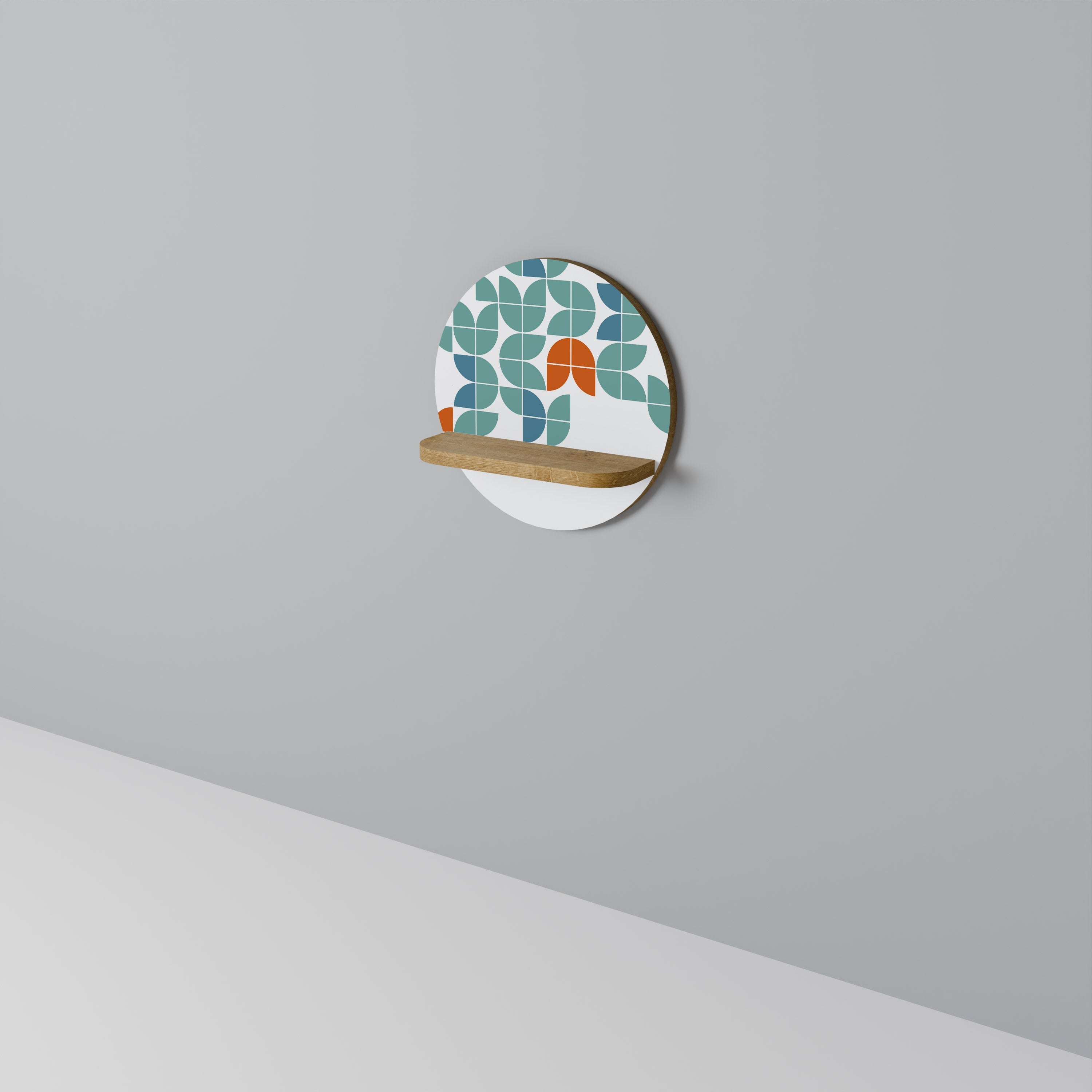 Étagère d'art ronde BE THE CHANGE en effet chêne