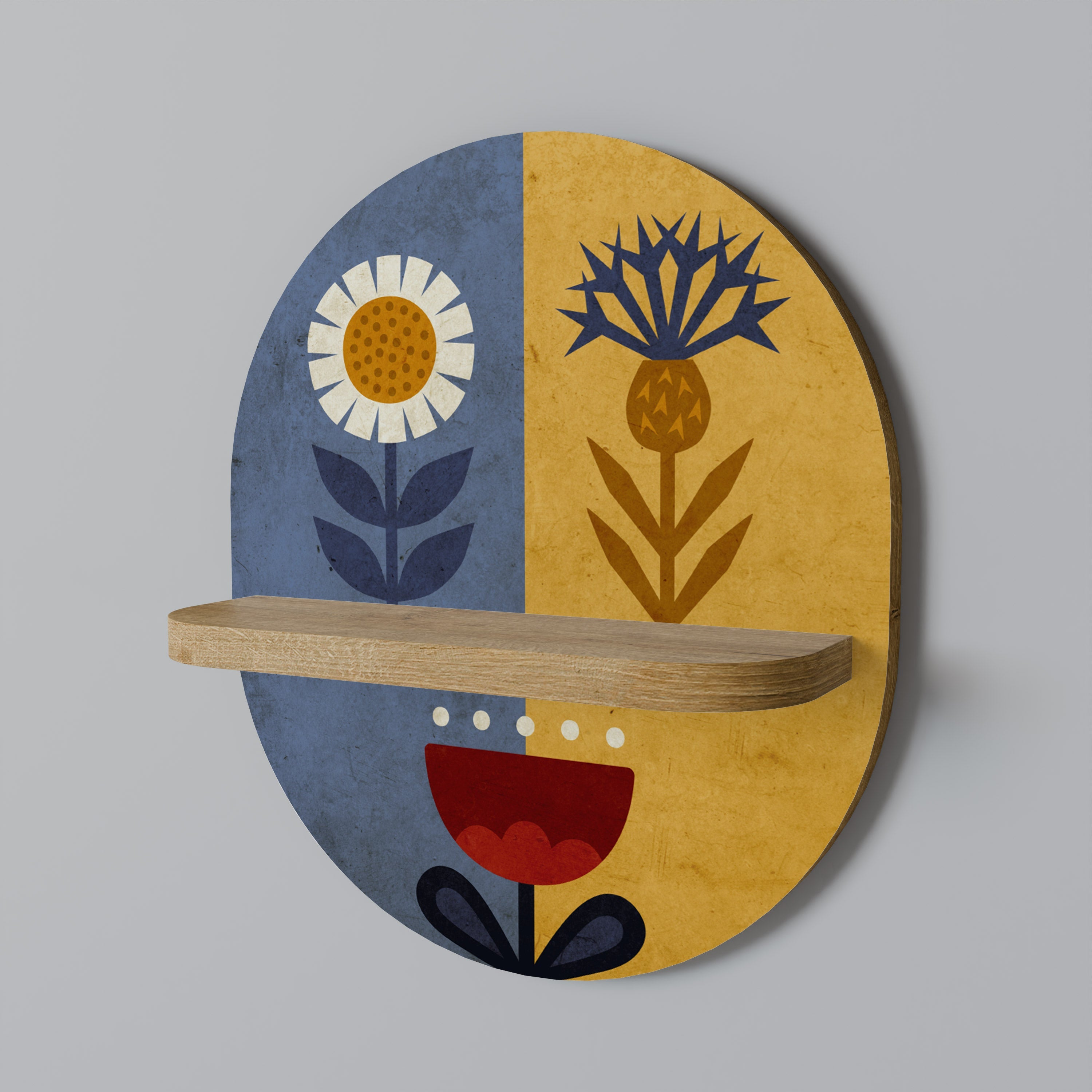 Étagère d'art ovale SCANDIC FLORET effet chêne