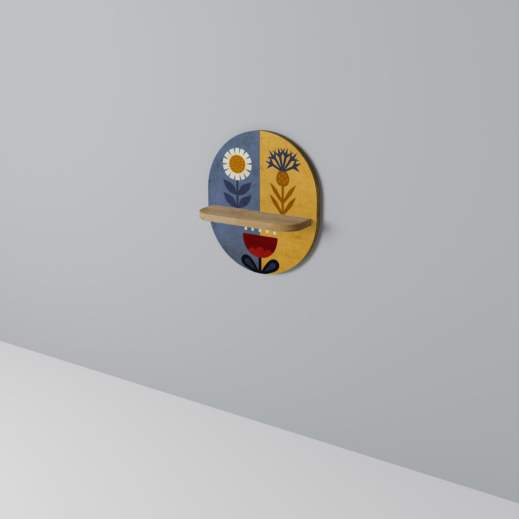 Étagère d'art ovale SCANDIC FLORET effet chêne