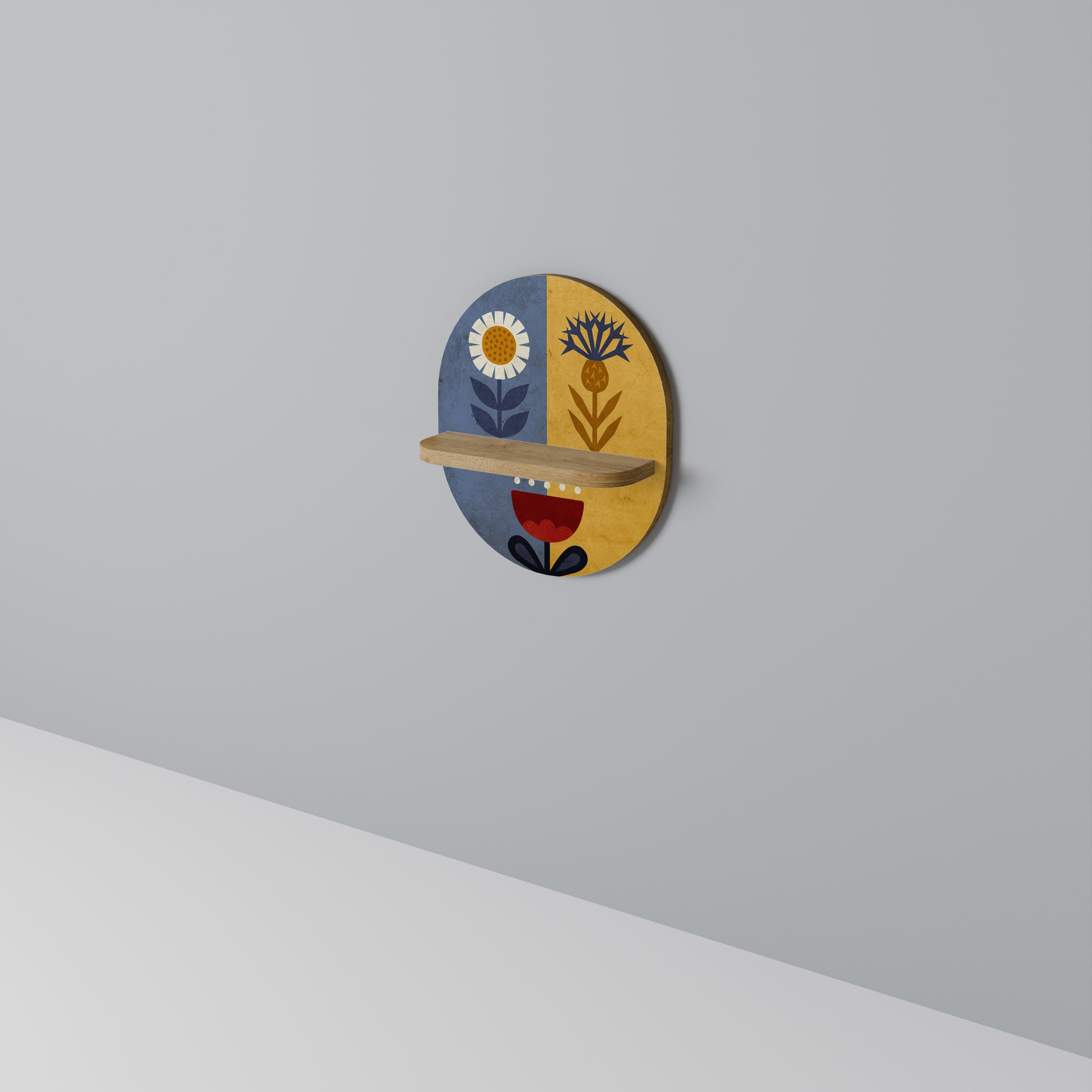 Étagère d'art ovale SCANDIC FLORET effet chêne