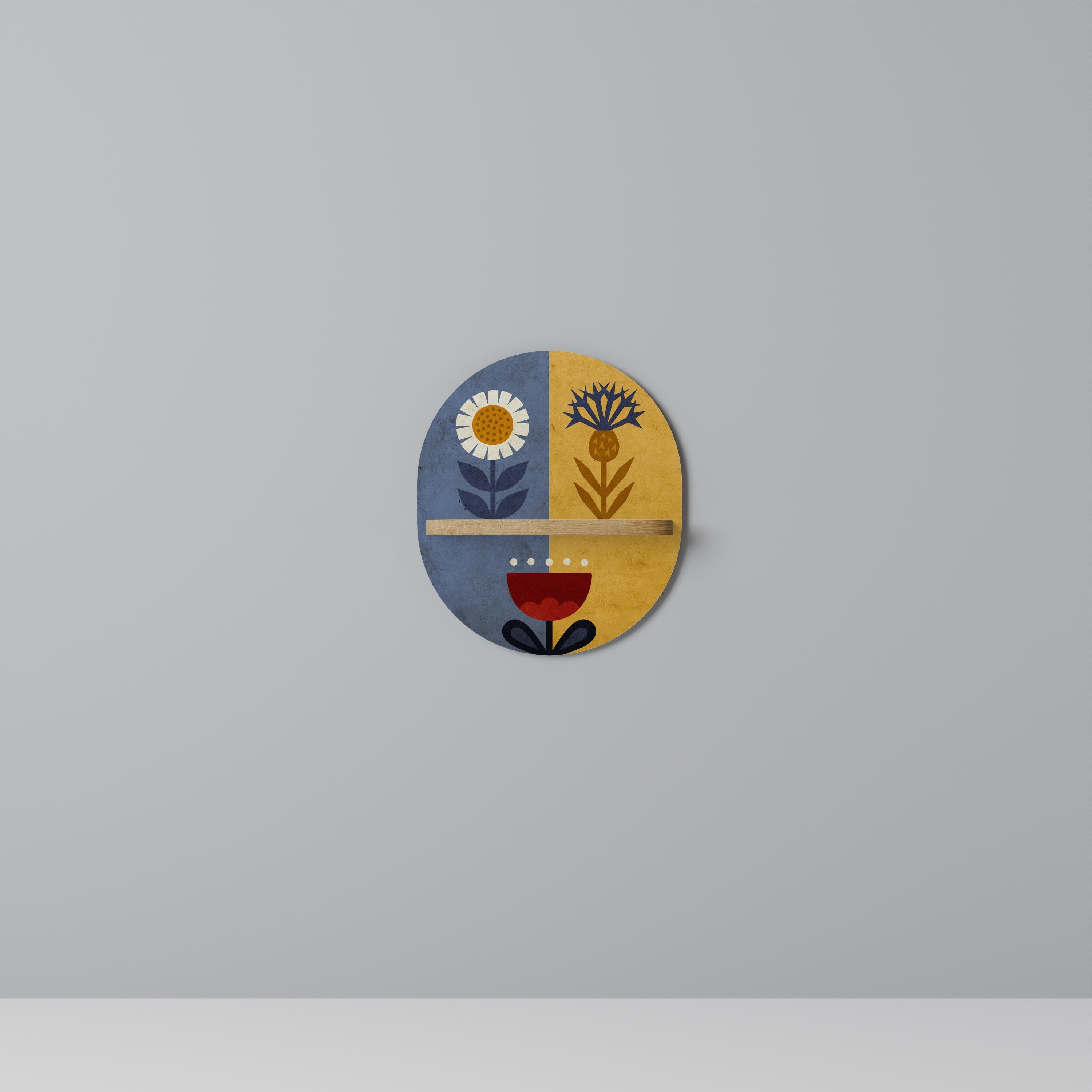 Étagère d'art ovale SCANDIC FLORET effet chêne