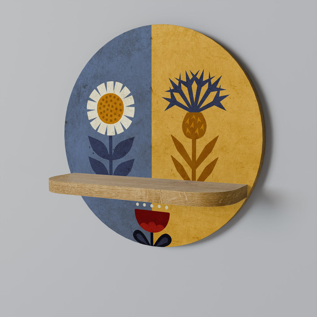 Étagère d'art ronde SCANDIC FLORET effet chêne