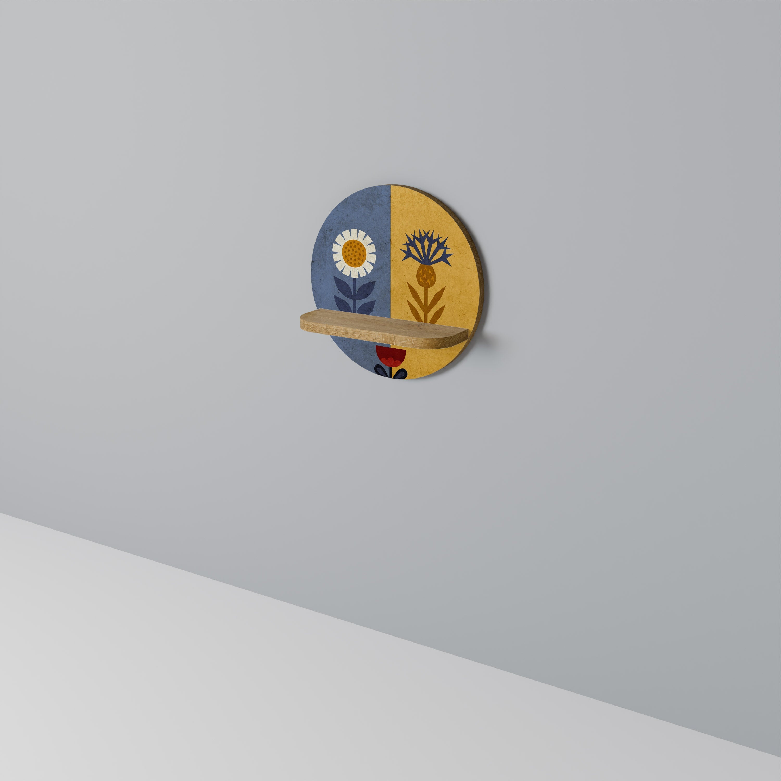 Étagère d'art ronde SCANDIC FLORET effet chêne