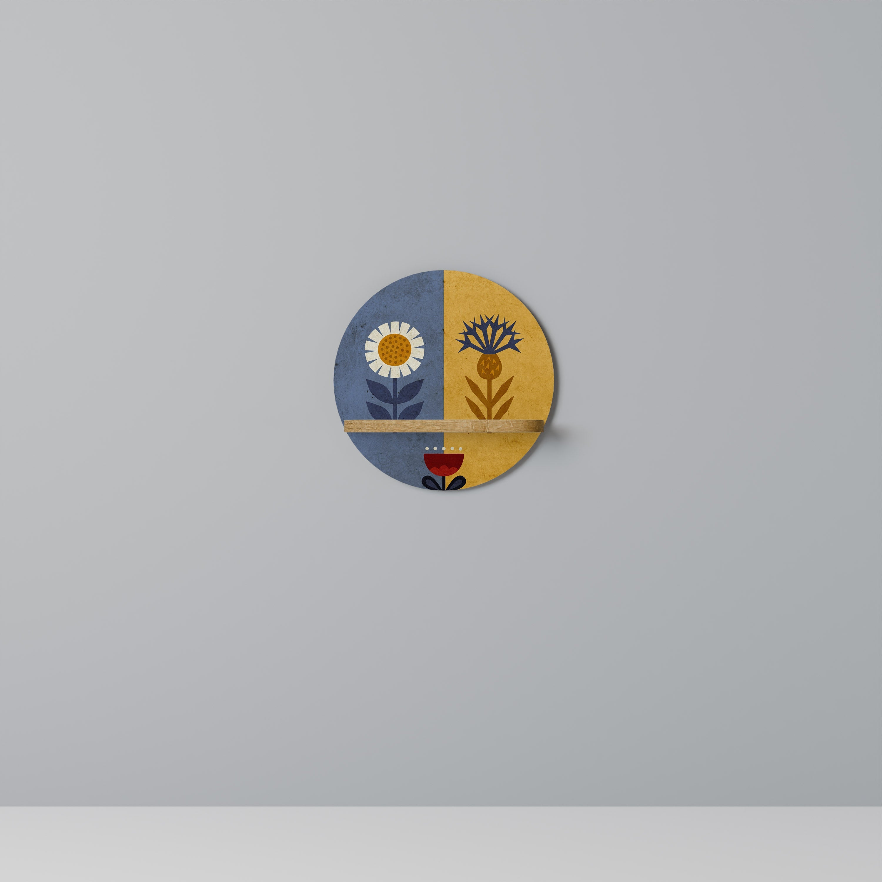 Étagère d'art ronde SCANDIC FLORET effet chêne