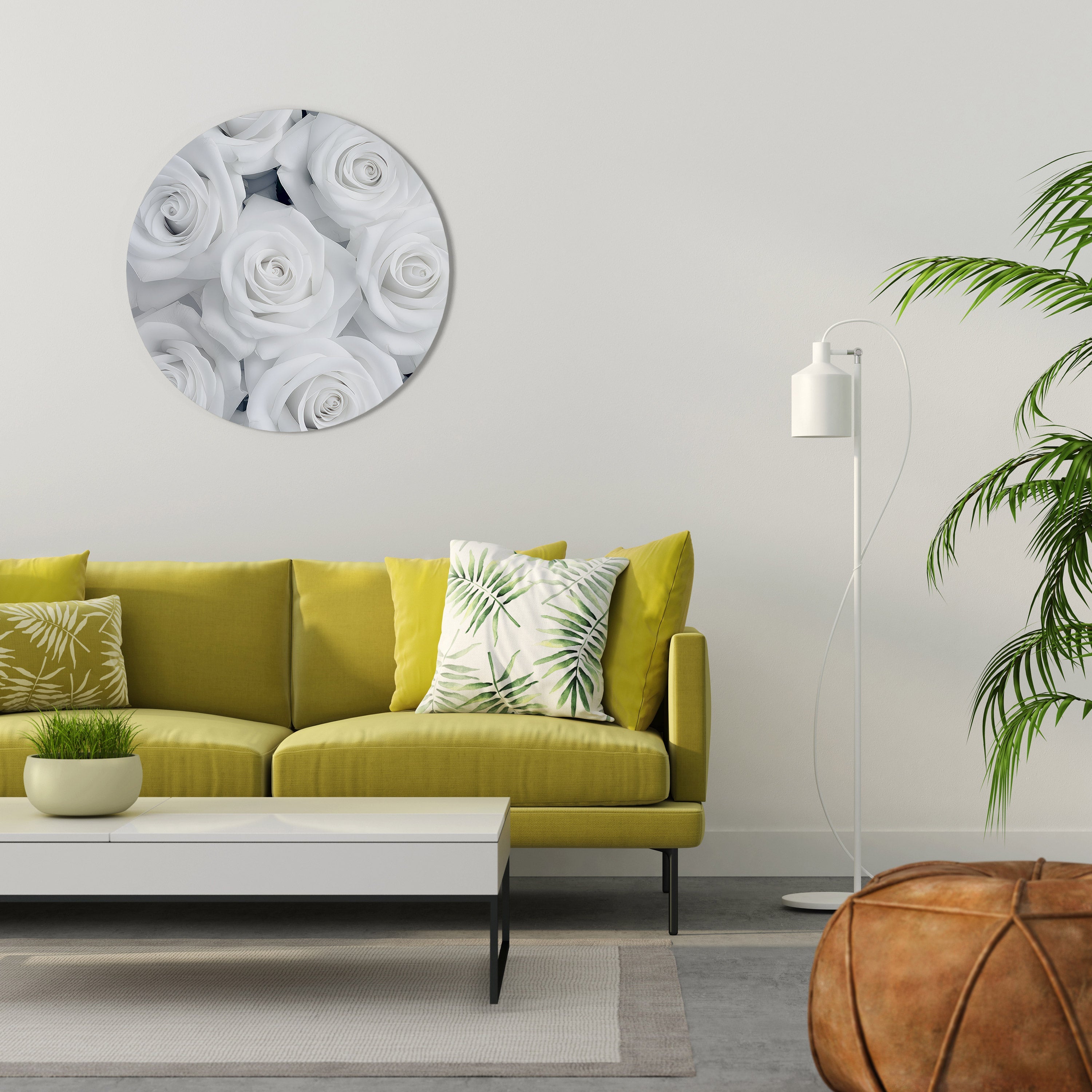 ÉLÉGANCE EN BLANC Art mural rond