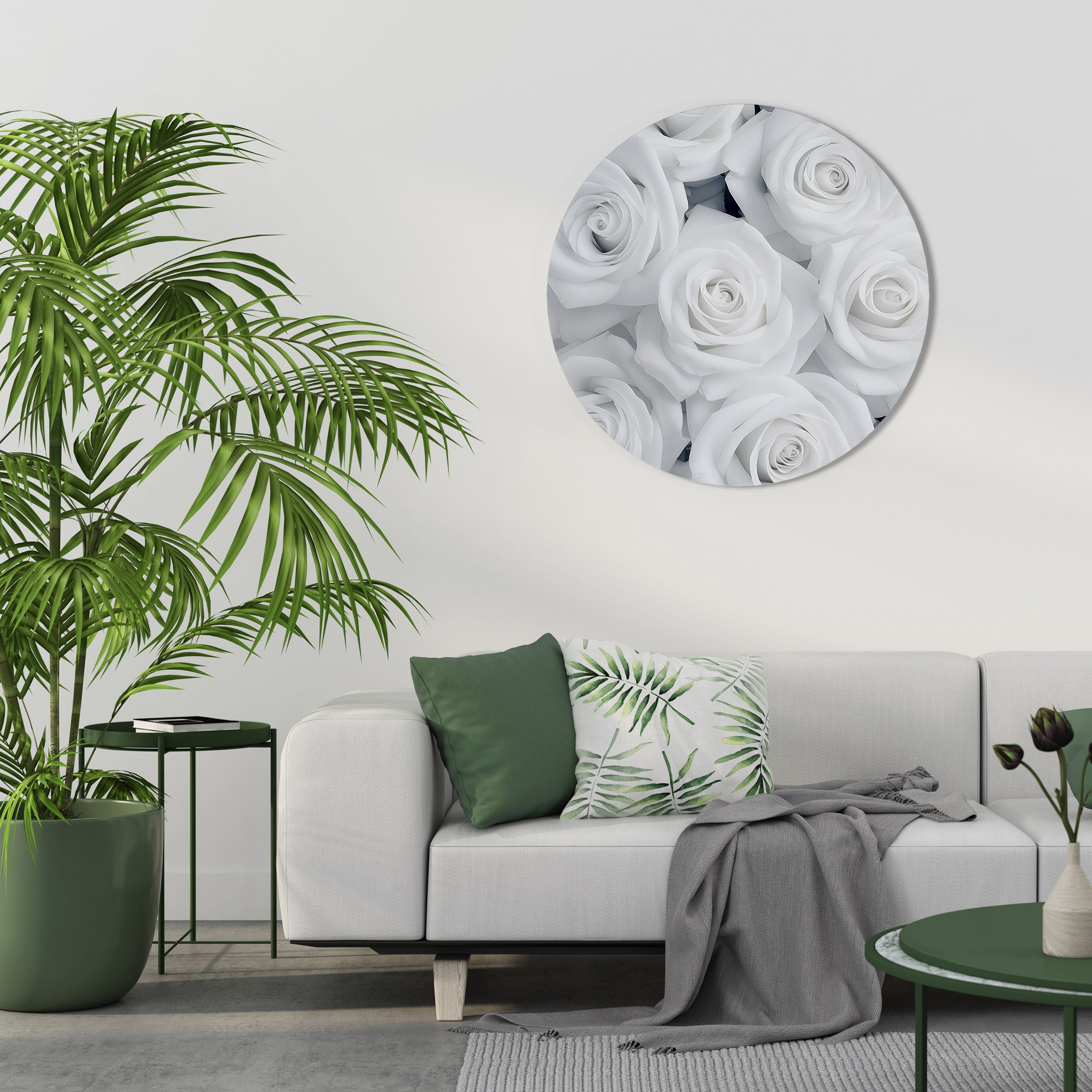 ÉLÉGANCE EN BLANC Art mural rond