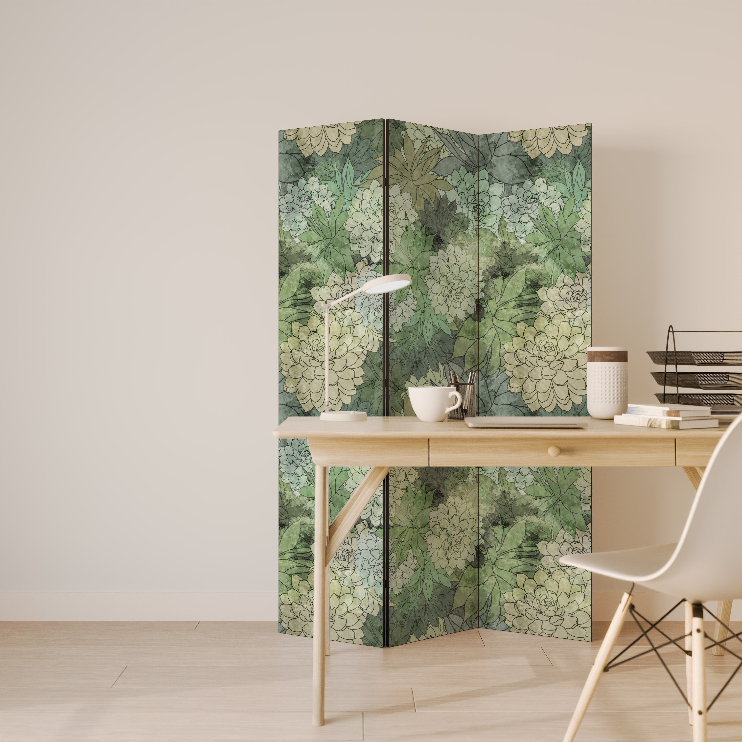 SUCCULENT CLUSTER 3-Panel Room Divider