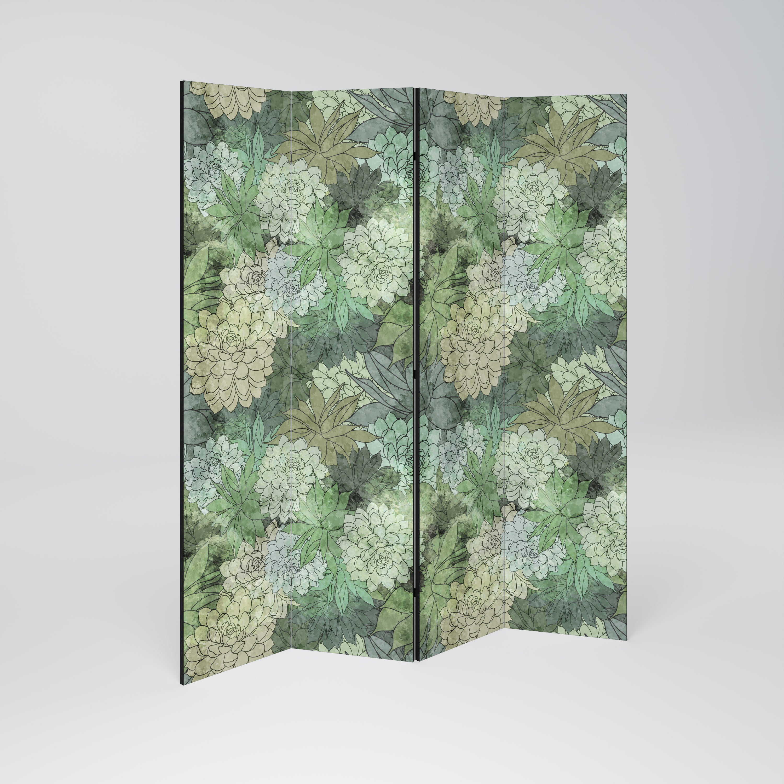 SUCCULENT CLUSTER 4-Panel Room Divider