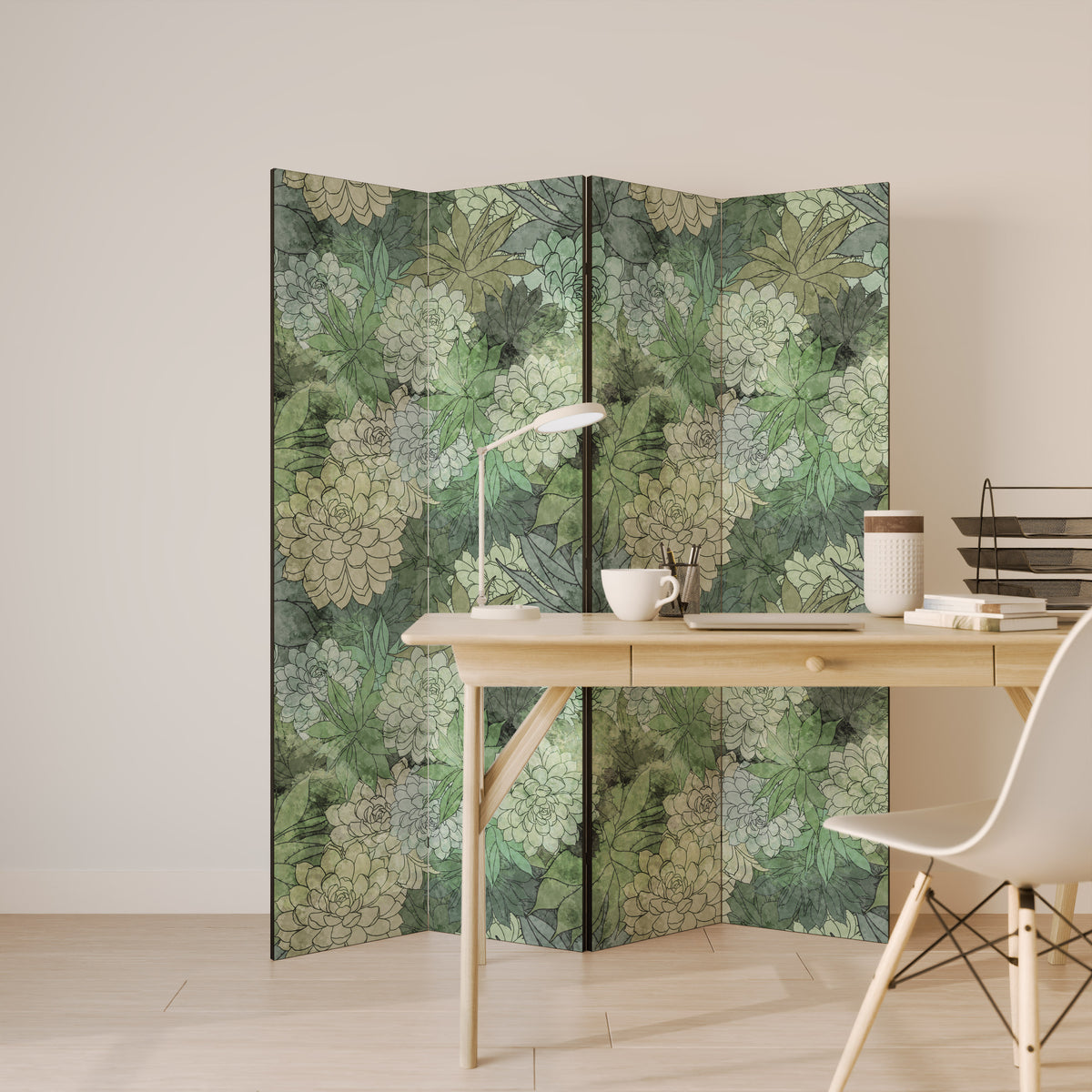 SUCCULENT CLUSTER 4-Panel Room Divider