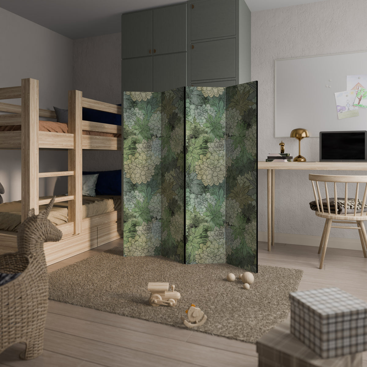 SUCCULENT CLUSTER 4-Panel Room Divider