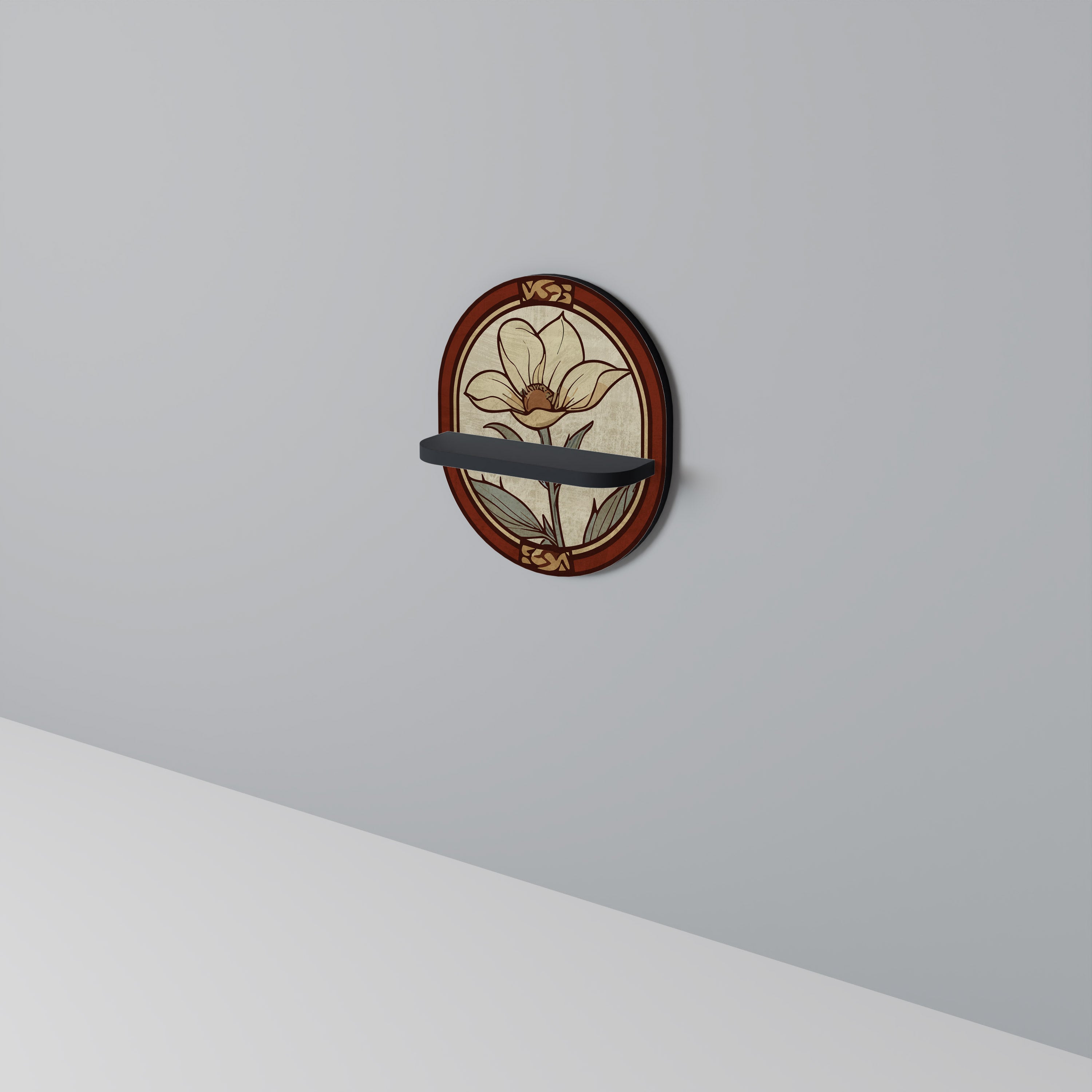 Étagère d'art ovale TIMELESS FLORA en finition noire