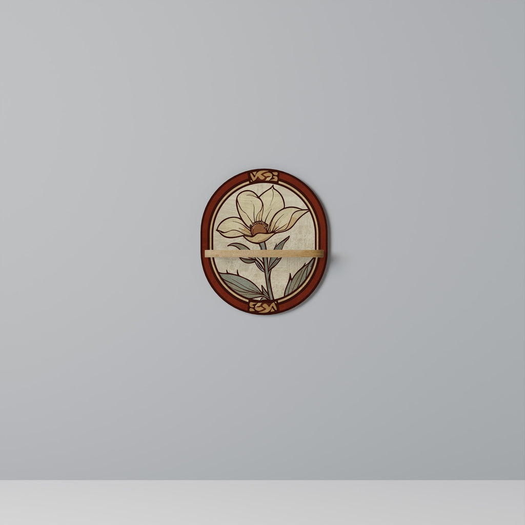 Étagère d'art ovale TIMELESS FLORA effet chêne