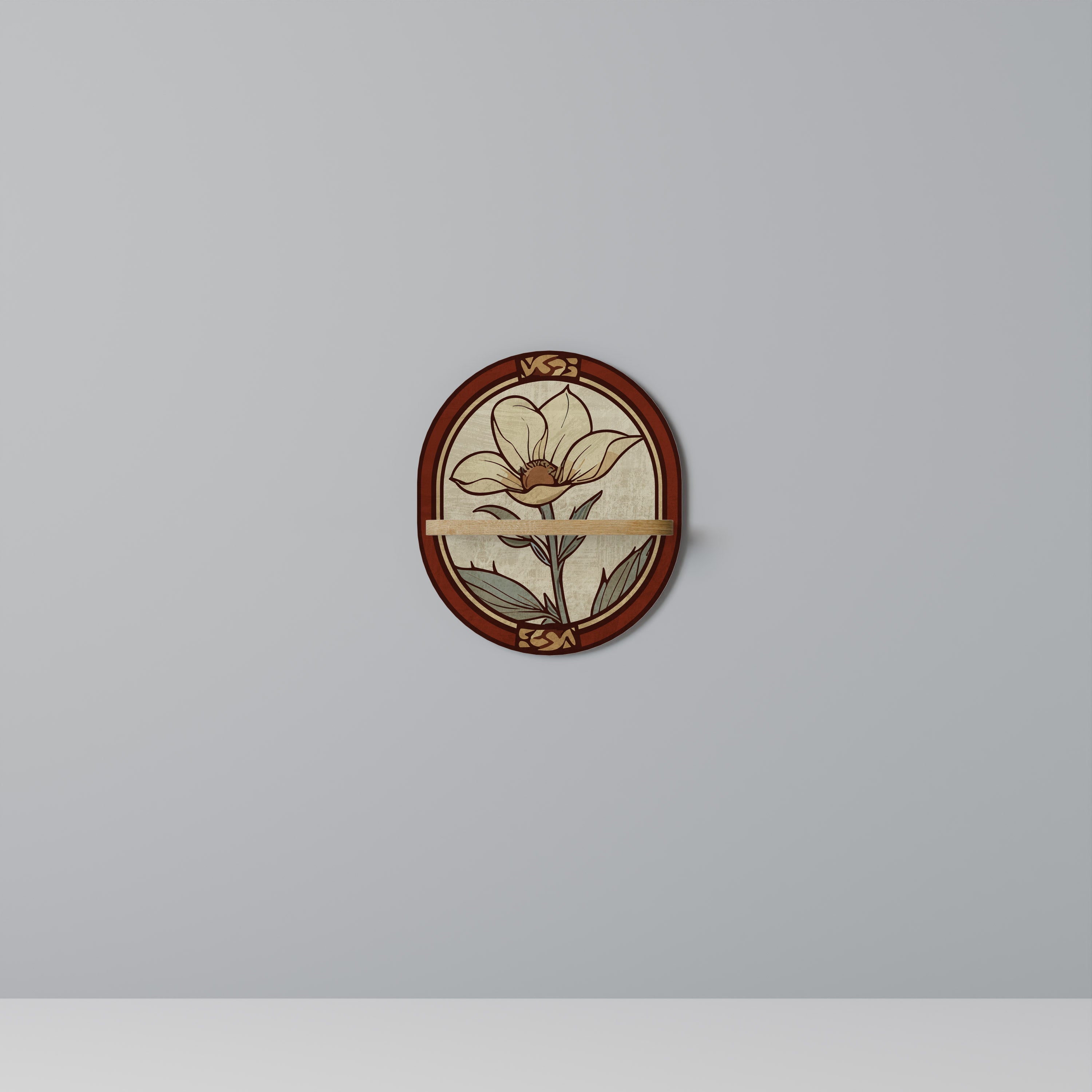 Étagère d'art ovale TIMELESS FLORA effet chêne