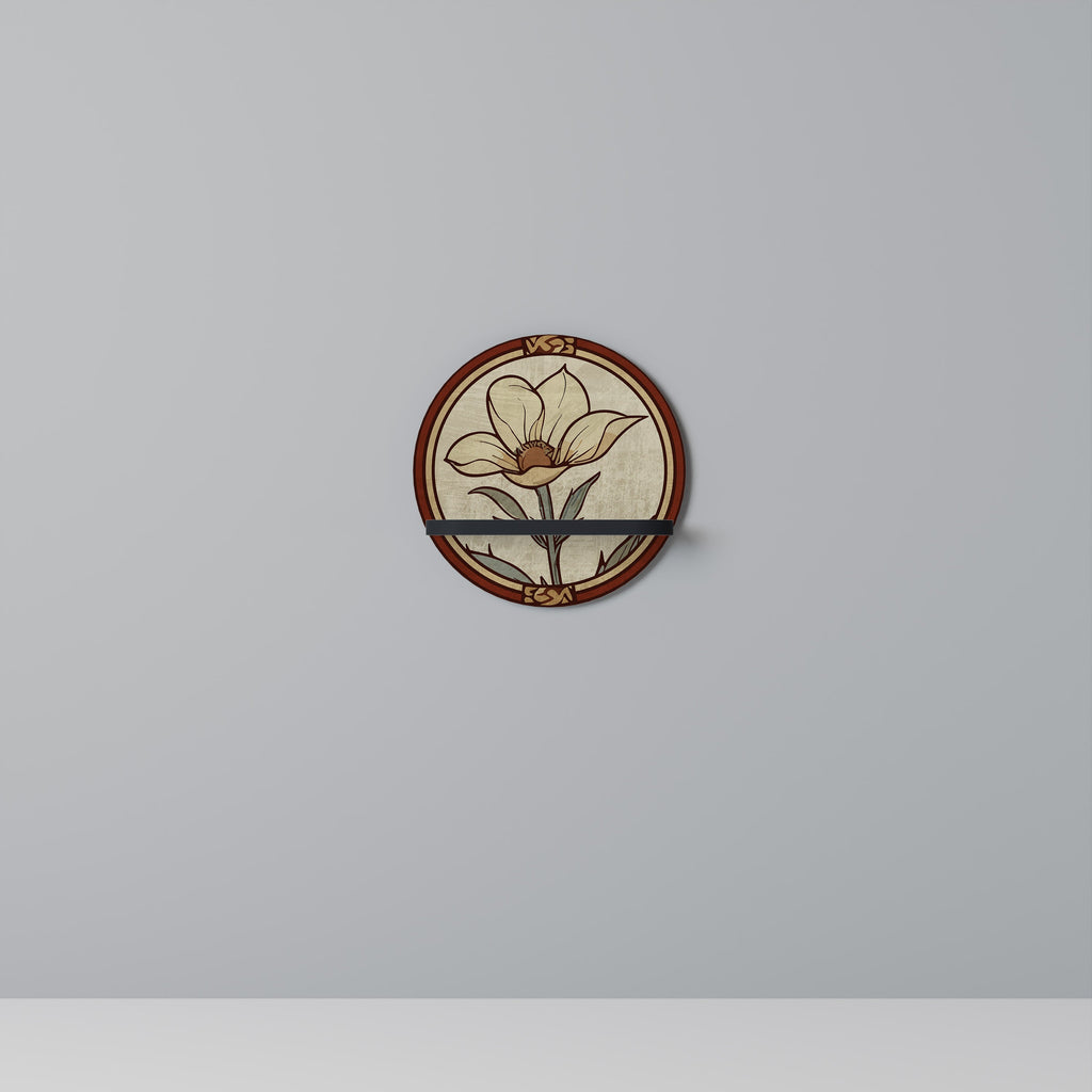 TIMELESS FLORA Round Art Shelf In Black Finish