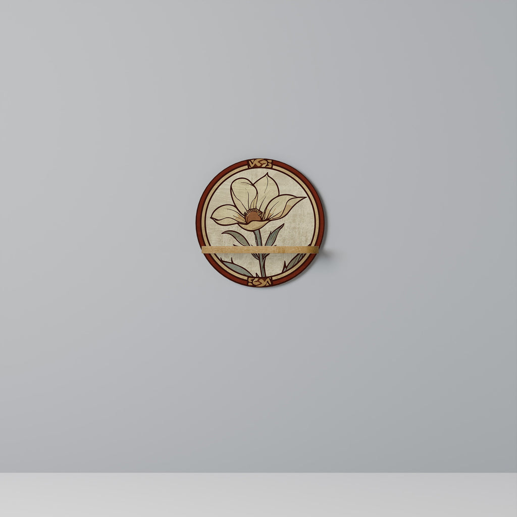 Étagère d'art ronde TIMELESS FLORA effet chêne