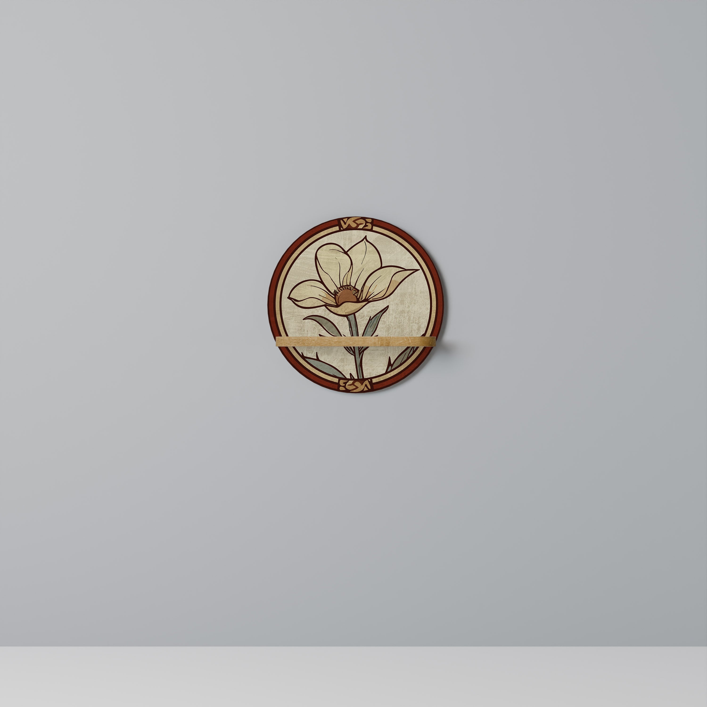 Étagère d'art ronde TIMELESS FLORA effet chêne