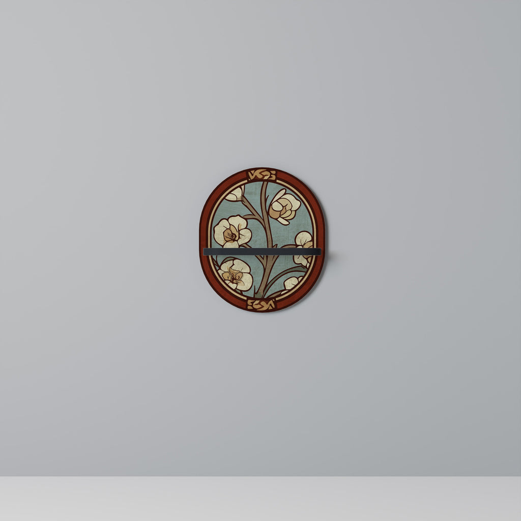 Étagère d'art ovale ORNATE PETALS en finition noire