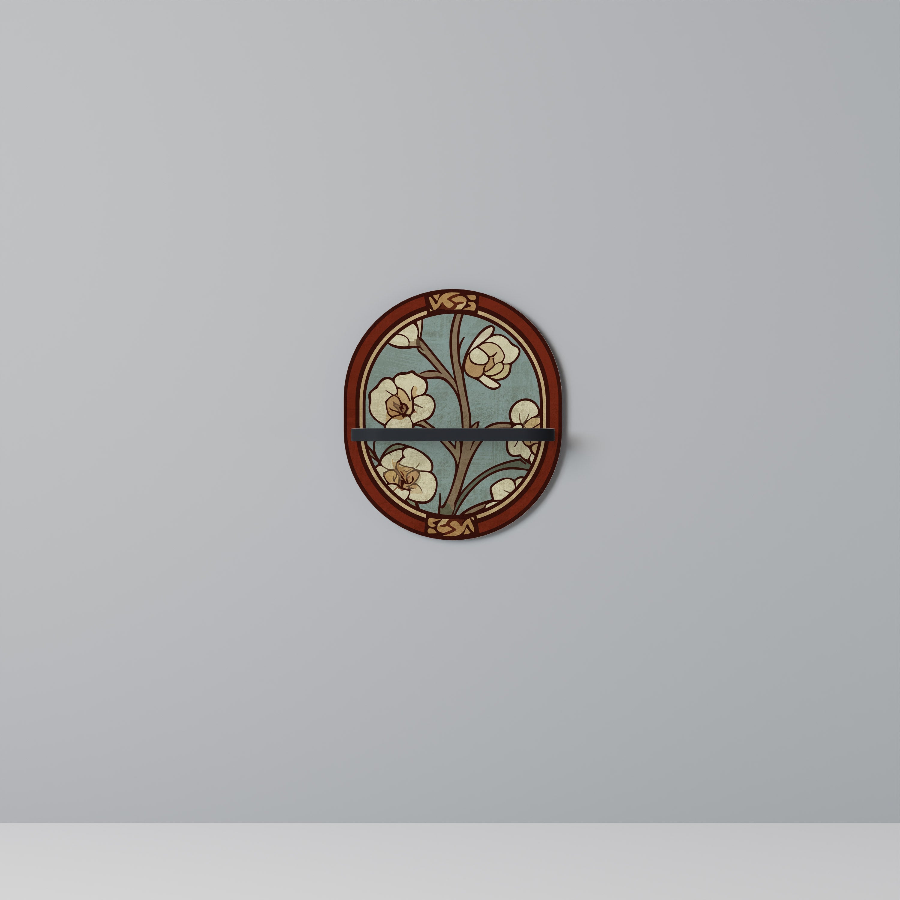 Étagère d'art ovale ORNATE PETALS en finition noire