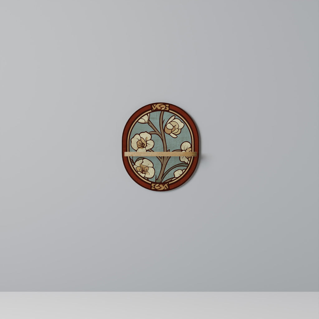 Étagère ovale décorative effet chêne ORNATE PETALS