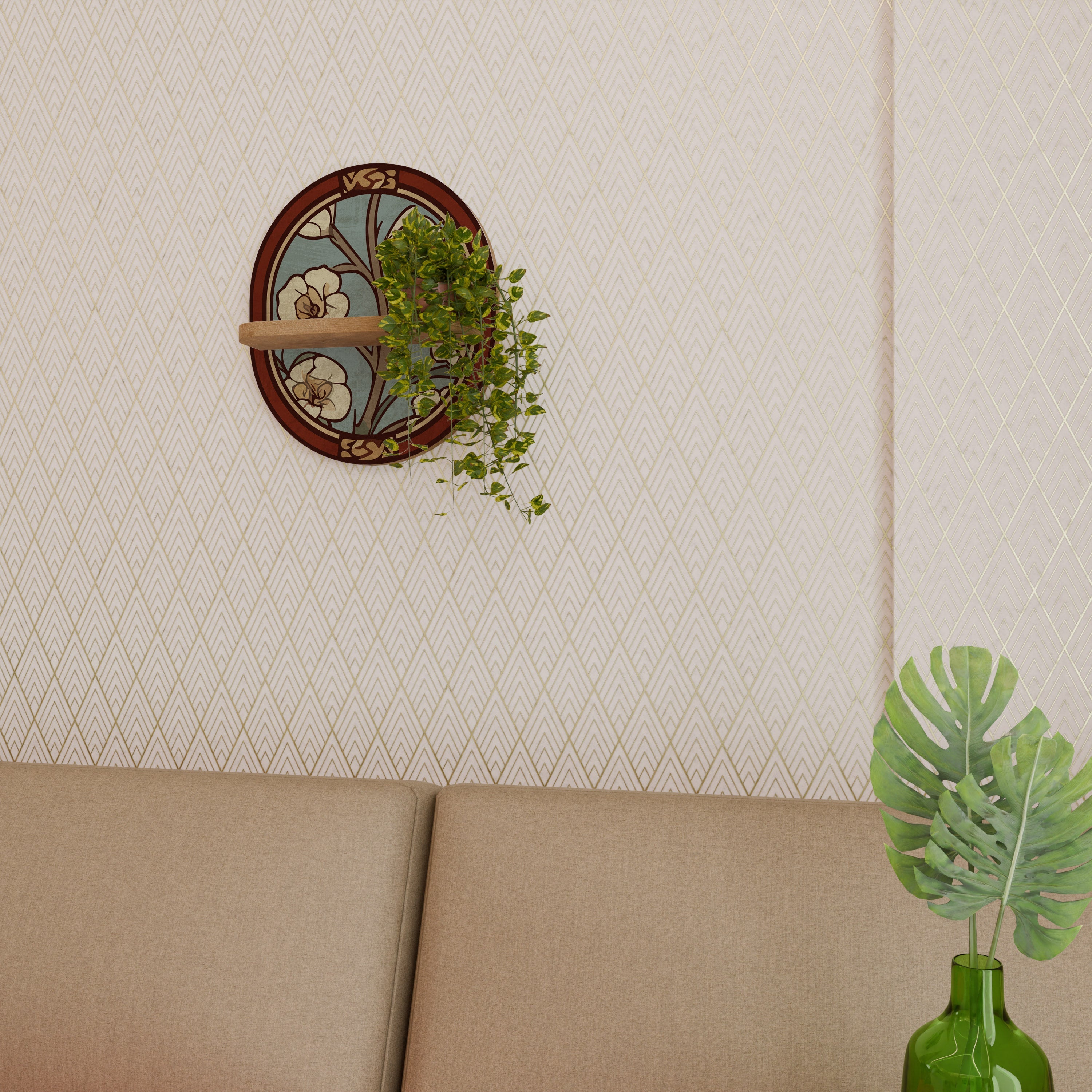 Étagère ovale décorative effet chêne ORNATE PETALS