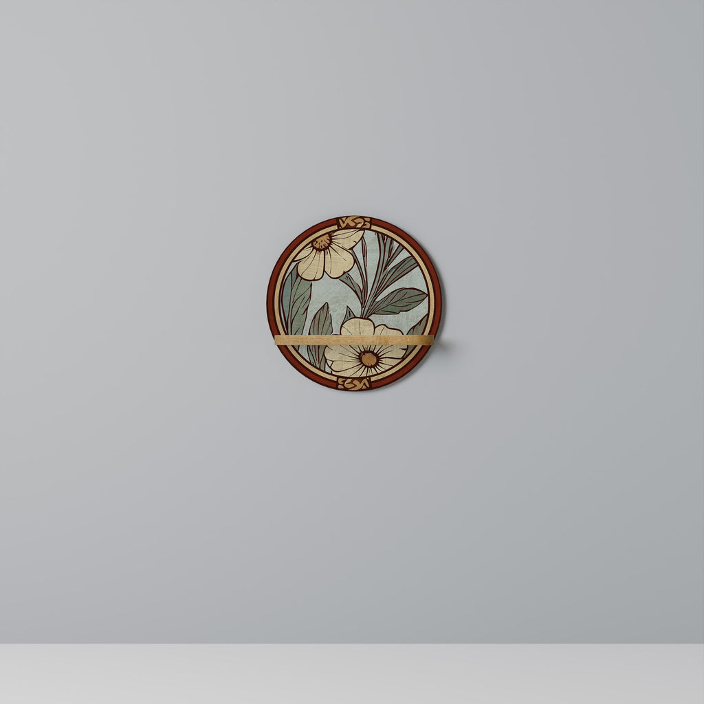 Étagère d'art ronde HERITAGE BLOSSOM effet chêne