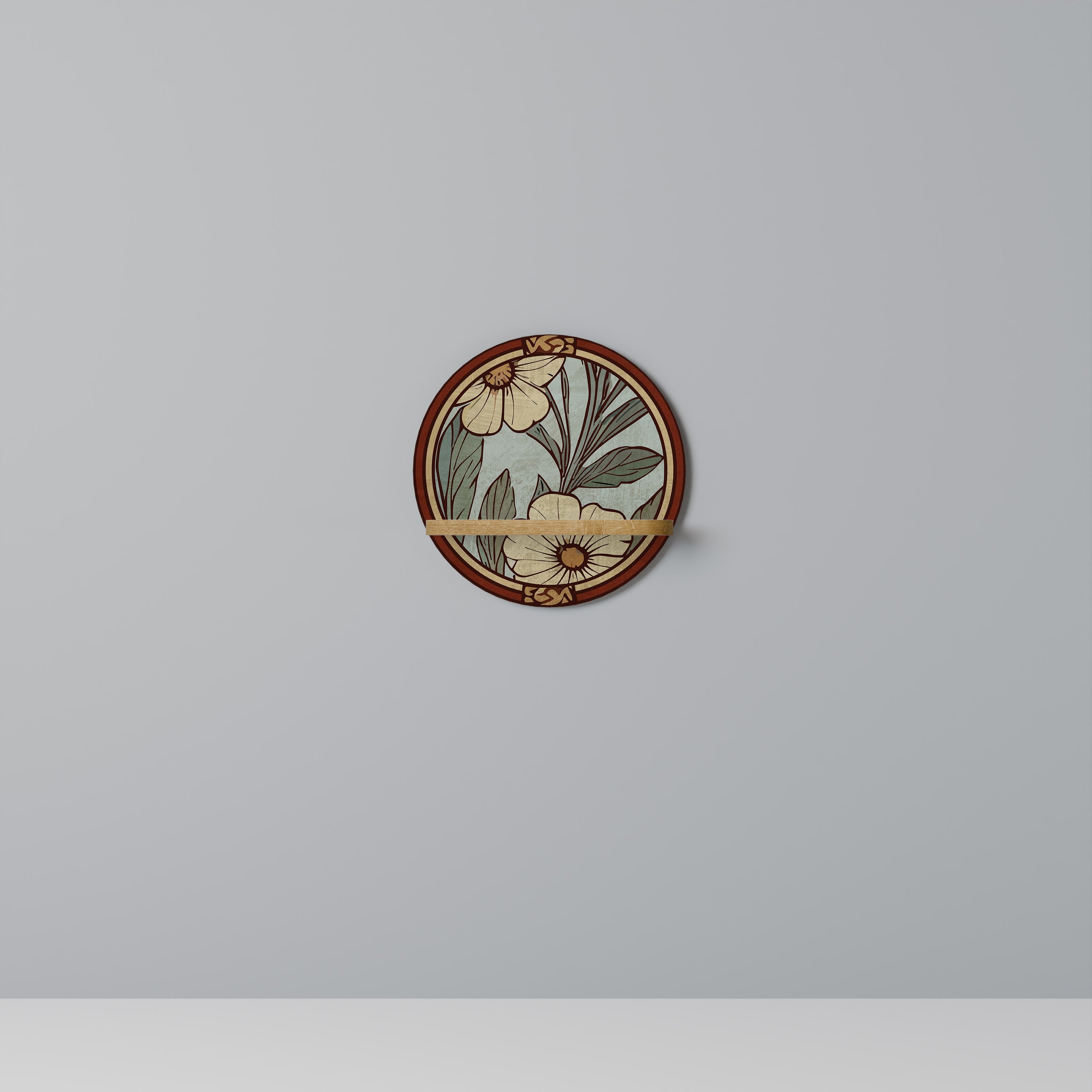 Étagère d'art ronde HERITAGE BLOSSOM effet chêne