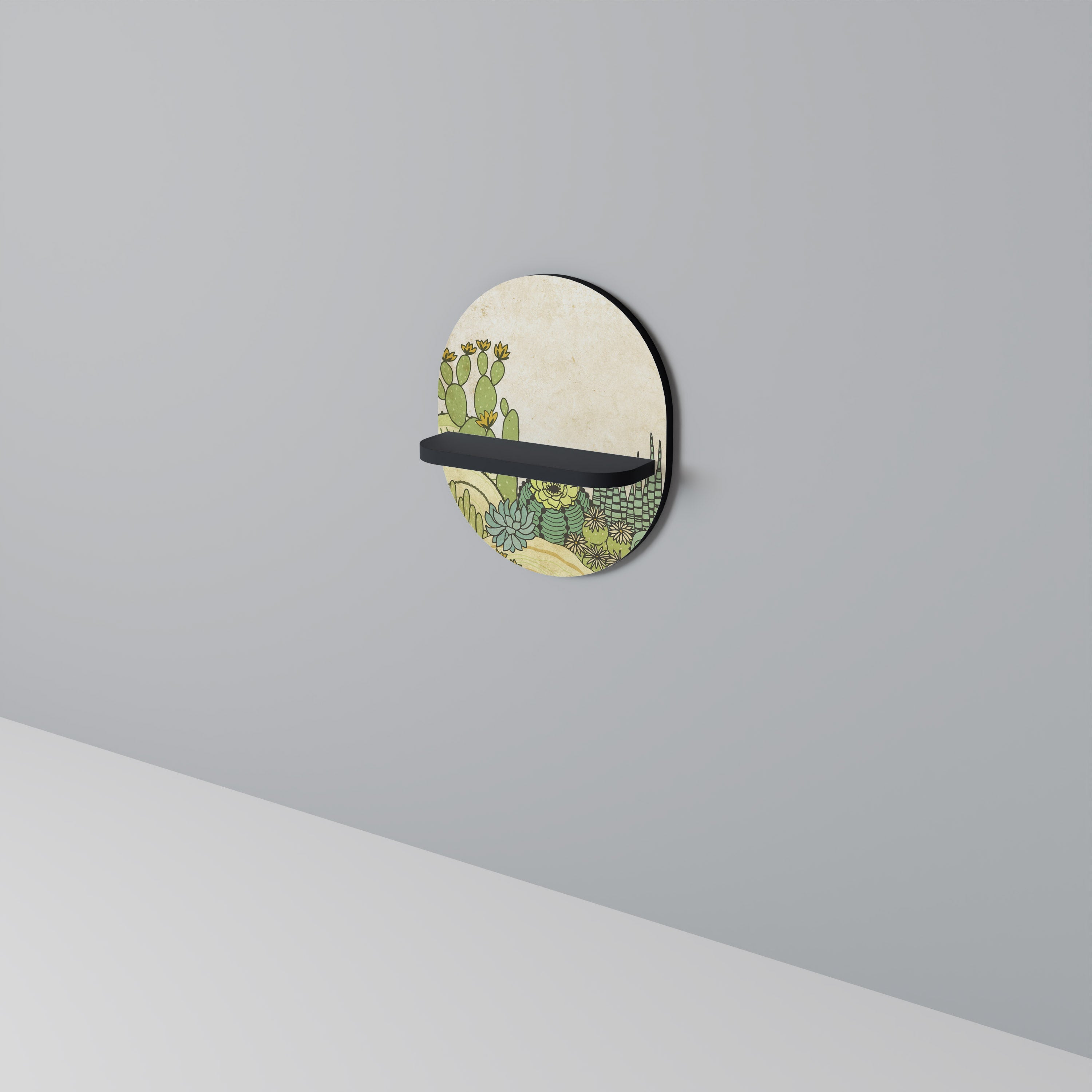 Étagère d'art ovale SUCCULENTS KALEIDOSCOPE en finition noire