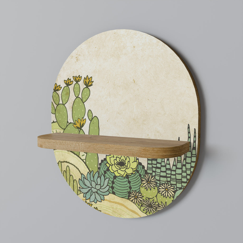 Étagère d'art ovale SUCCULENTS KALEIDOSCOPE effet chêne