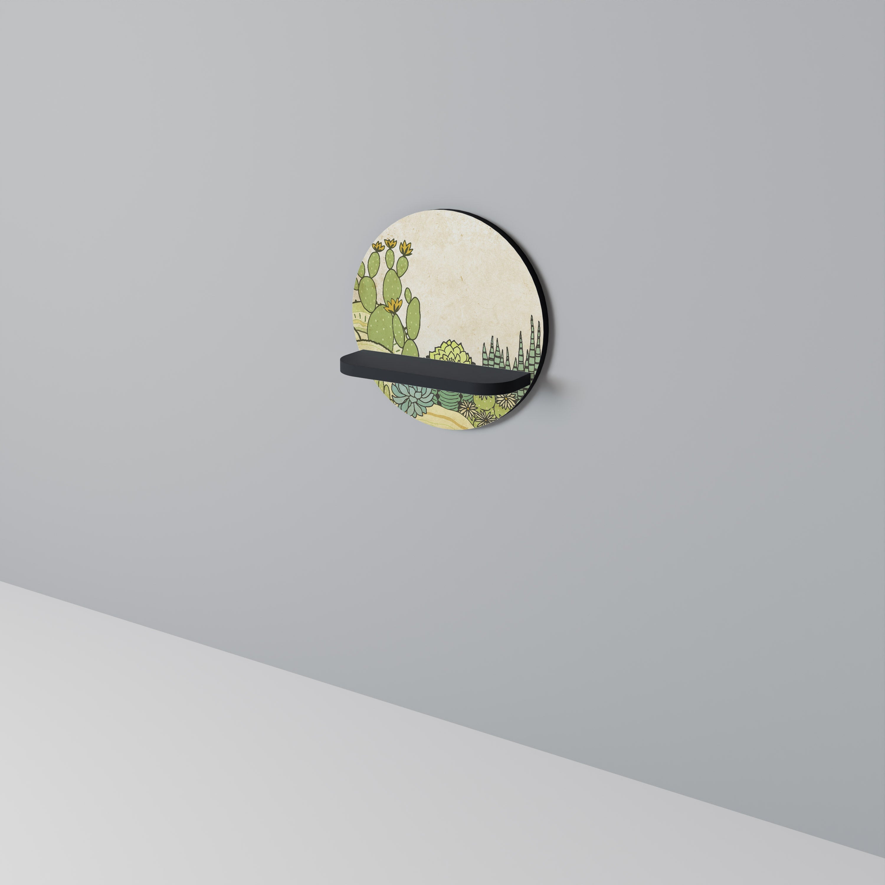 Étagère ronde KALEIDOSCOPE SUCCULENTS en finition noire