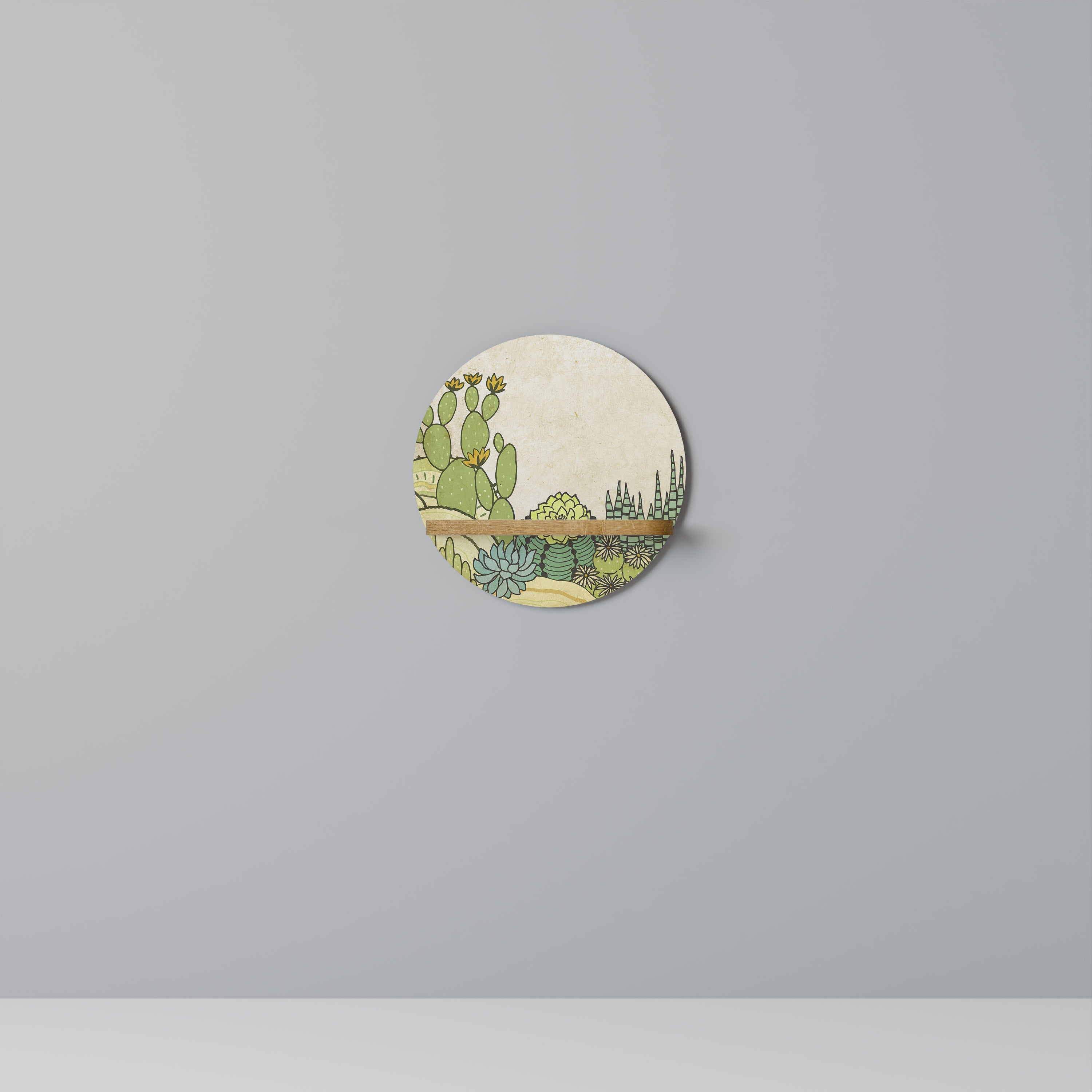 Étagère ronde effet chêne SUCCULENTS KALEIDOSCOPE