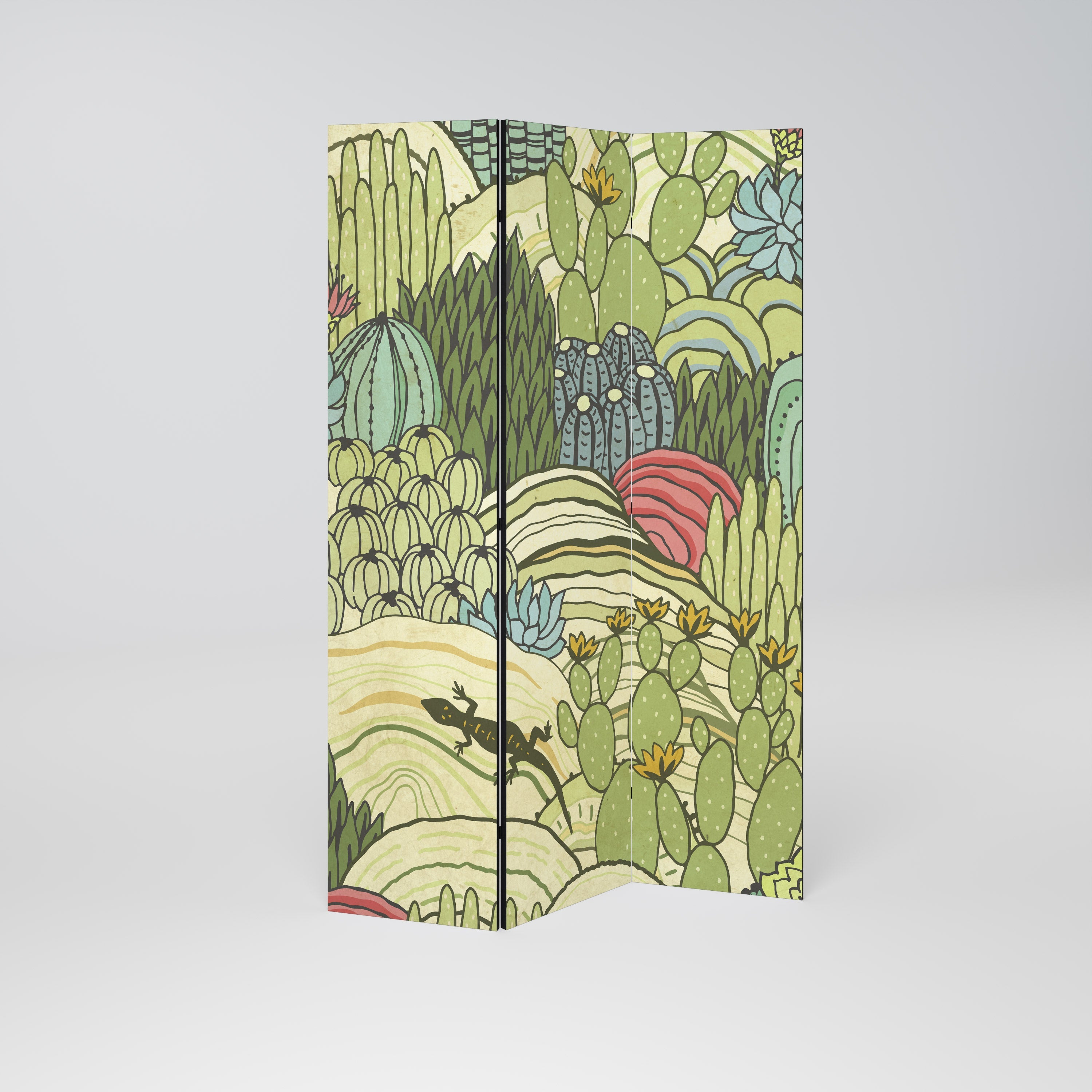 Paravent décoratif à 3 panneaux SUCCULENTS KALEIDOSCOPE