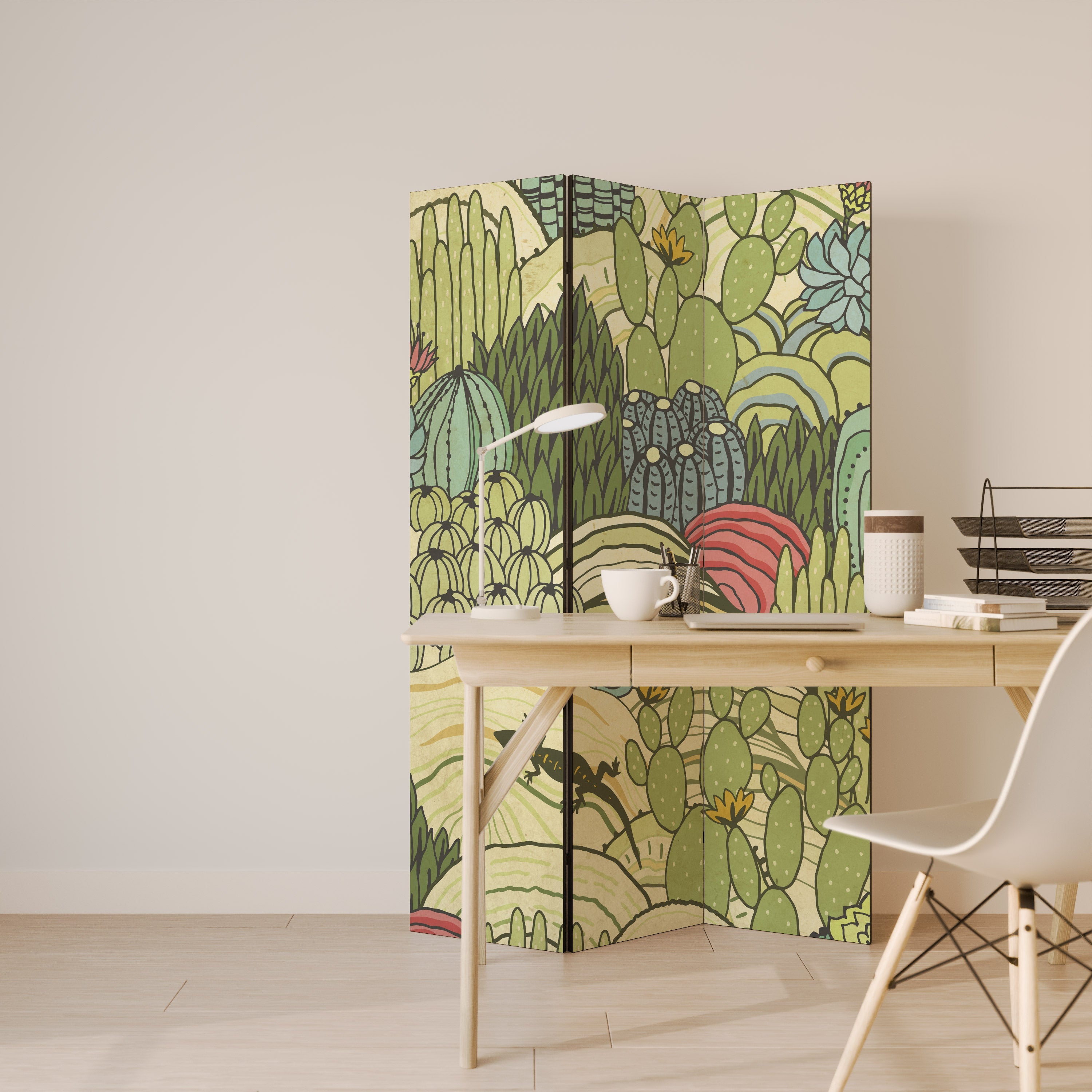 Paravent décoratif à 3 panneaux SUCCULENTS KALEIDOSCOPE