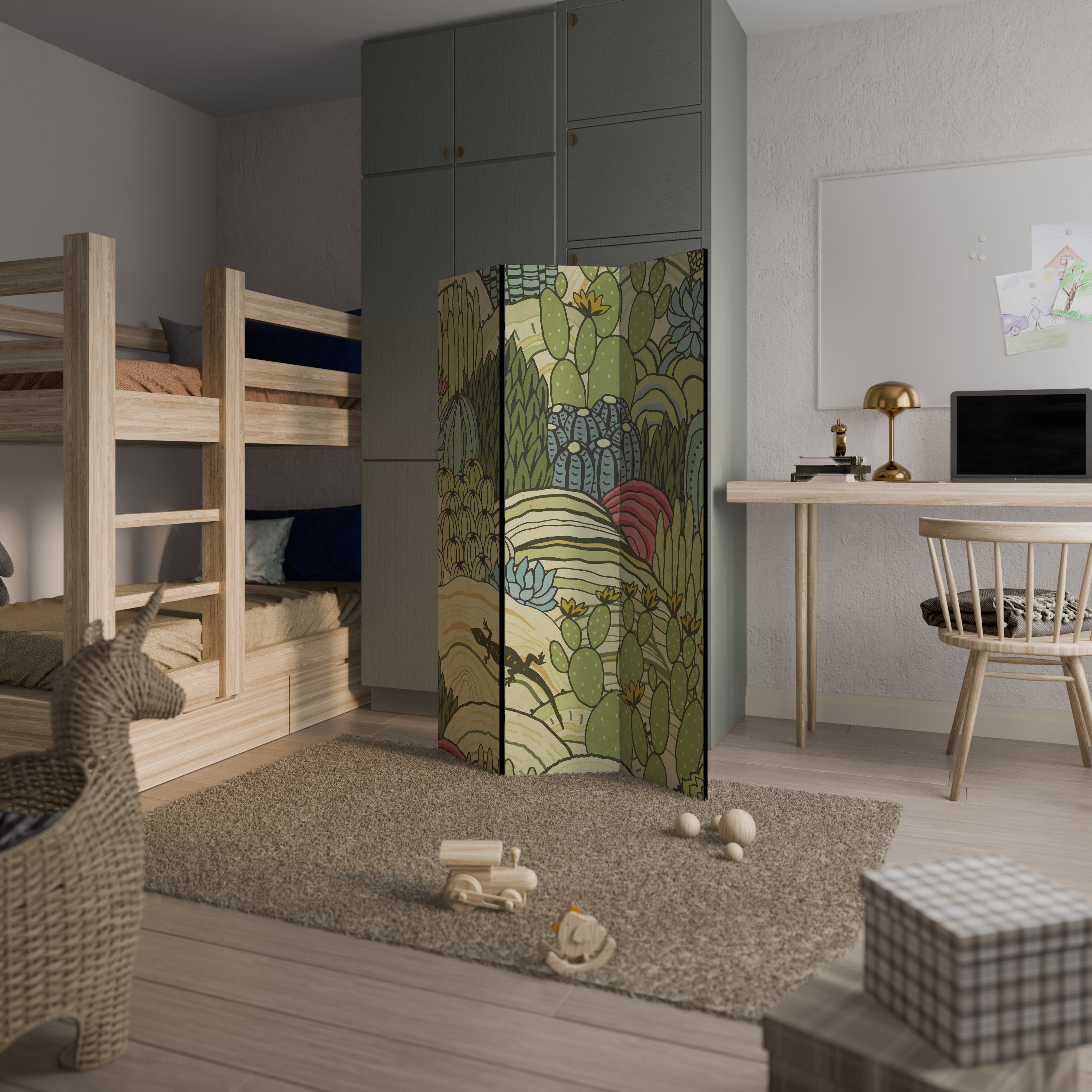 Paravent décoratif à 3 panneaux SUCCULENTS KALEIDOSCOPE