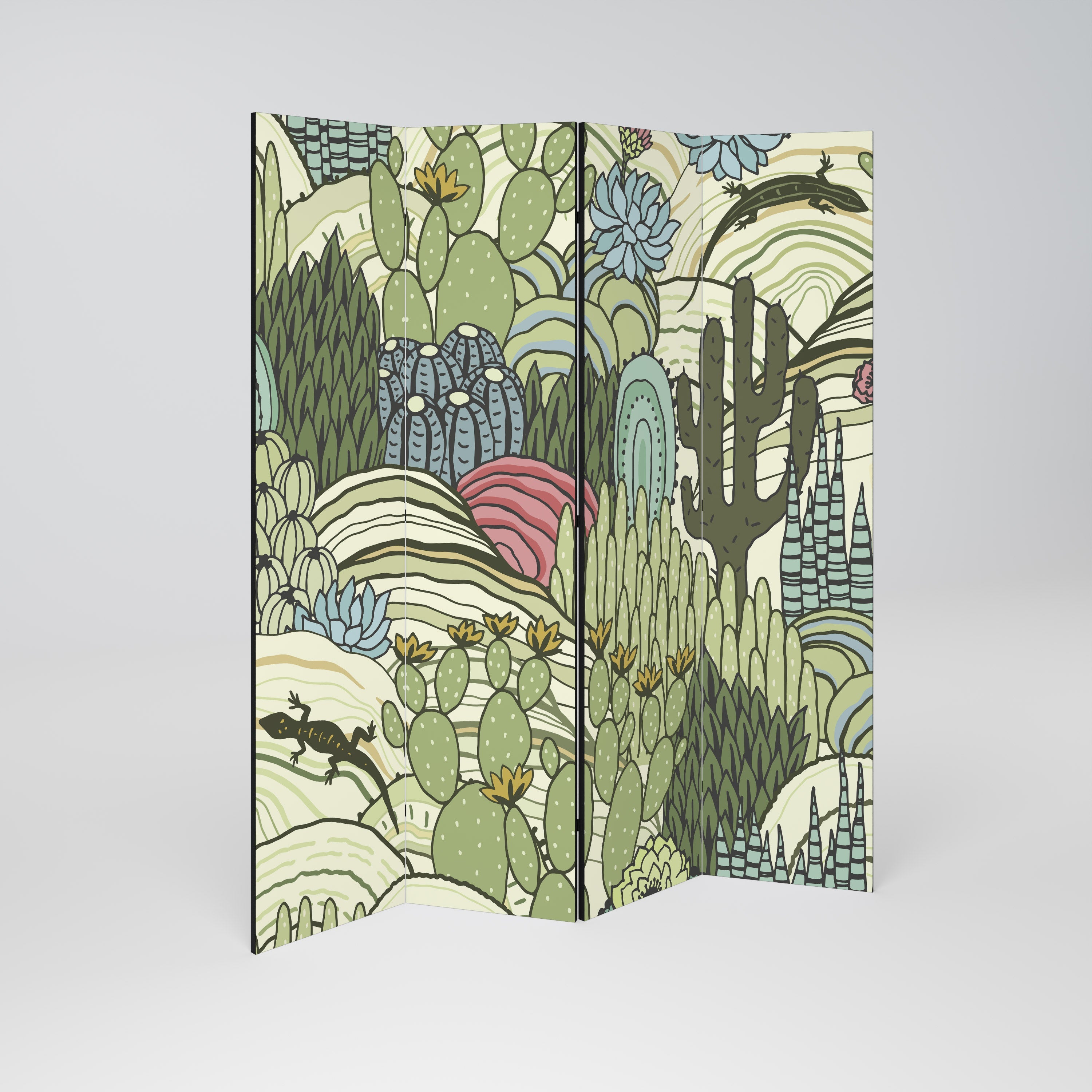 Paravent décoratif à 4 panneaux SUCCULENTS KALEIDOSCOPE