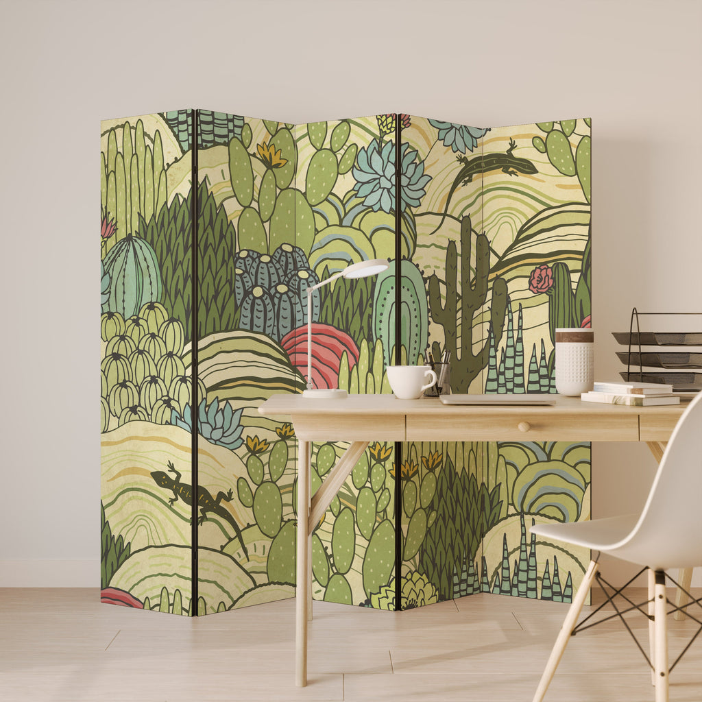 Paravent décoratif à 5 panneaux KALEIDOSCOPE SUCCULENTS