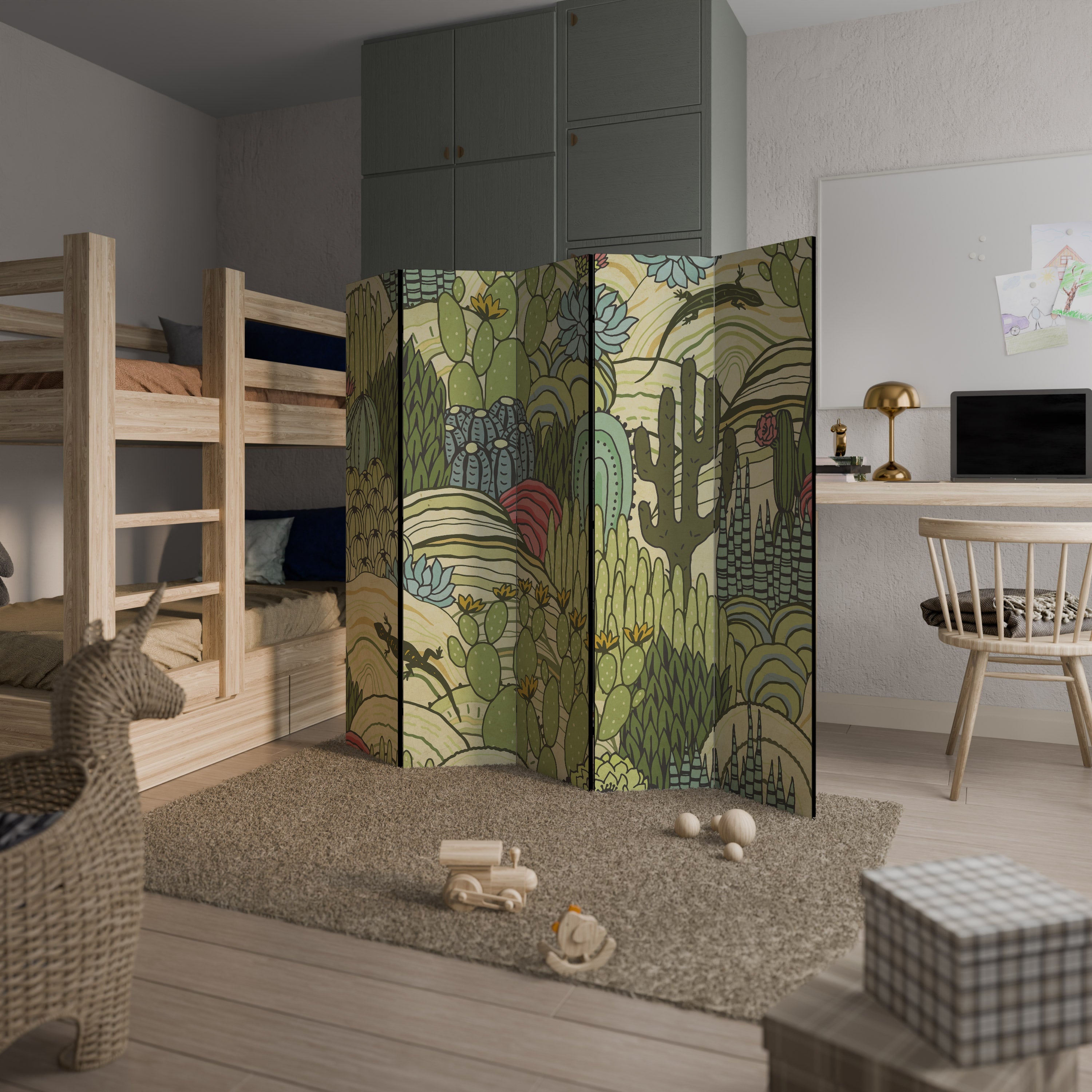 Paravent décoratif à 5 panneaux KALEIDOSCOPE SUCCULENTS