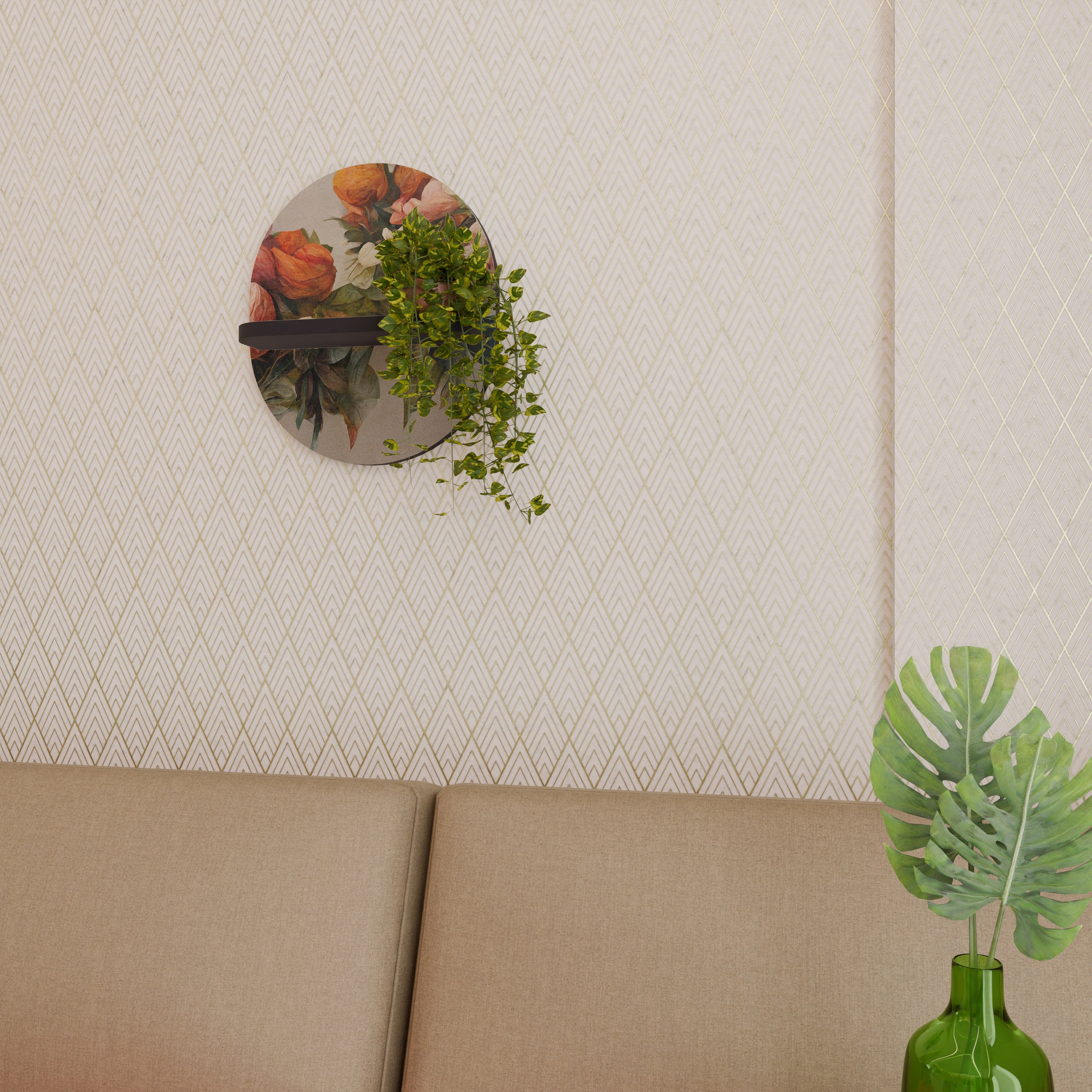 Étagère d'art ovale STYLISH BEAUTY en finition noire