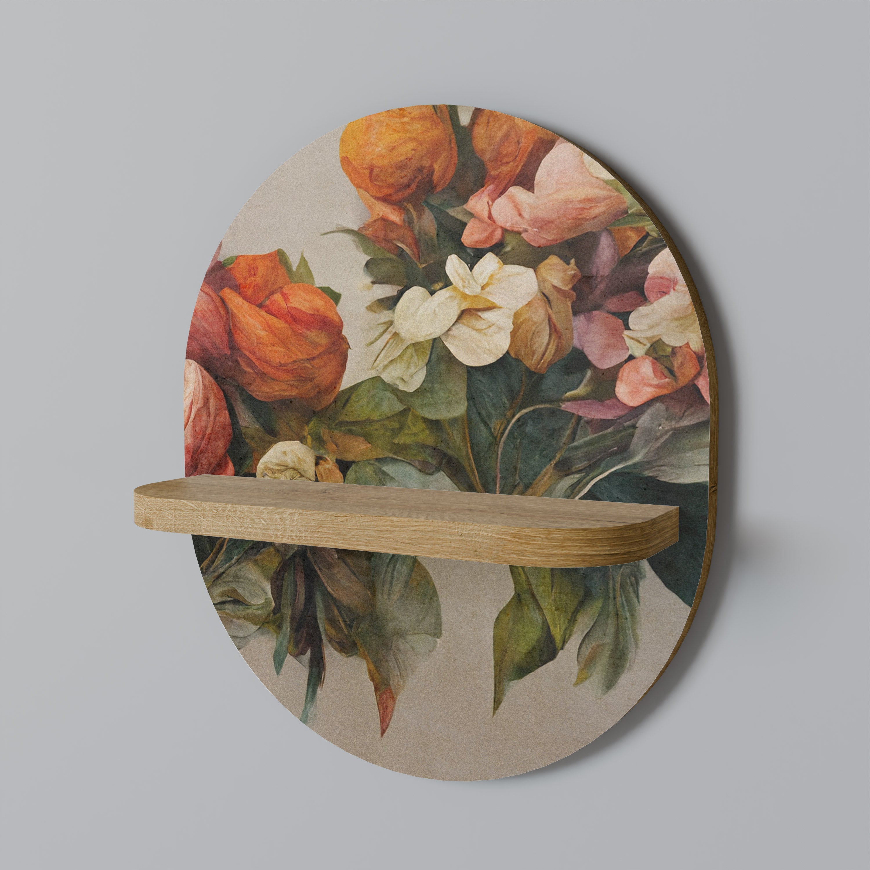 Étagère d'art ovale STYLISH BEAUTY effet chêne