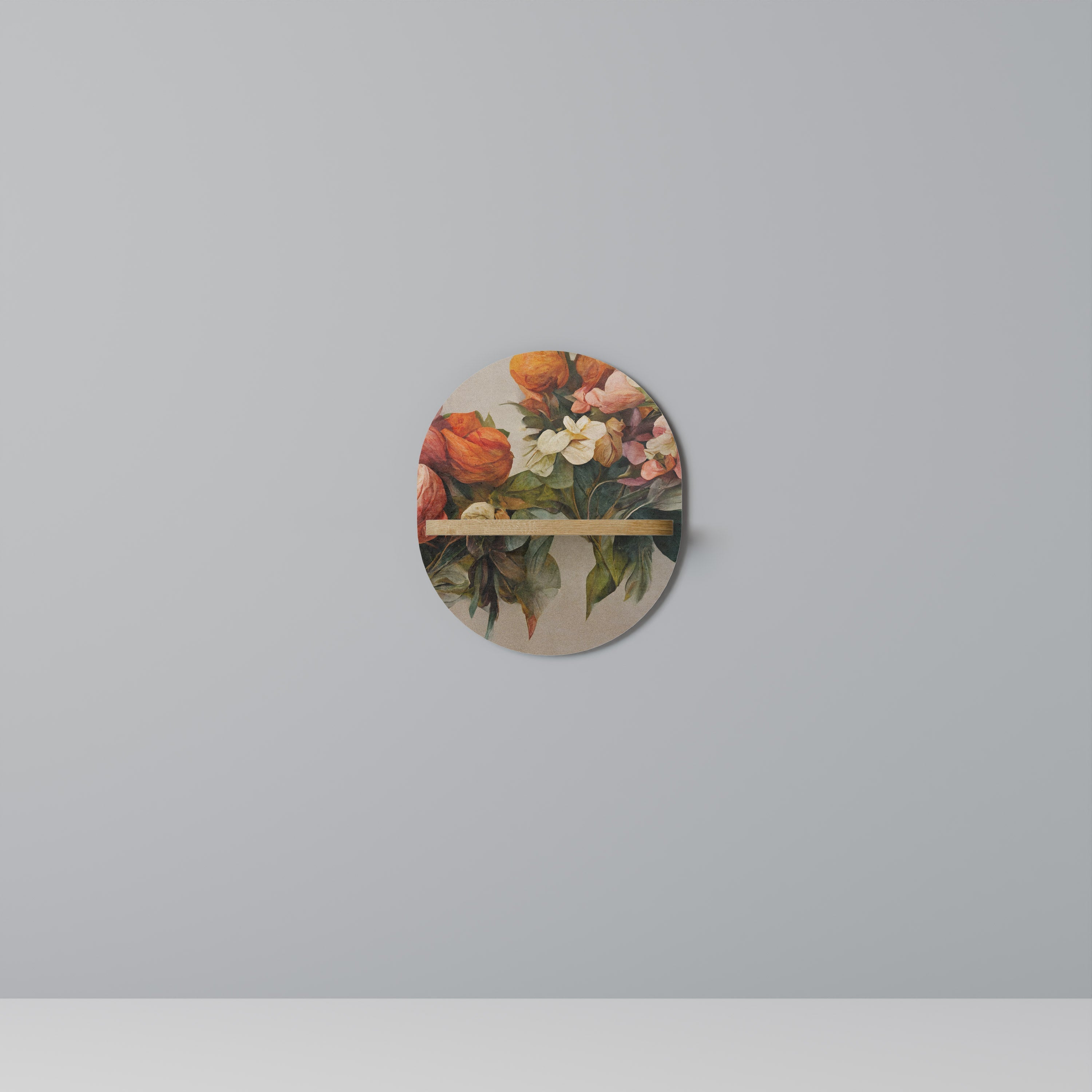 Étagère d'art ovale STYLISH BEAUTY effet chêne