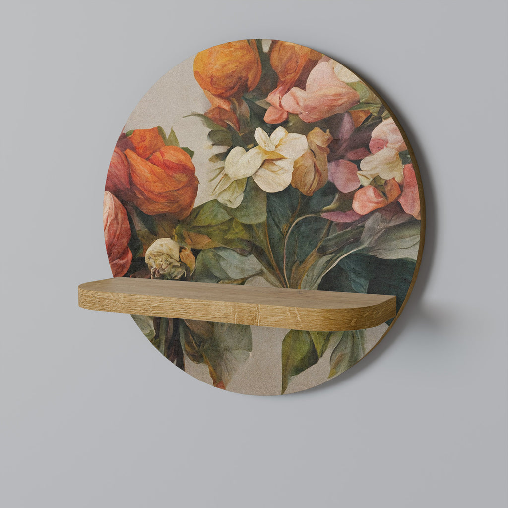 Étagère d'art ronde STYLISH BEAUTY effet chêne