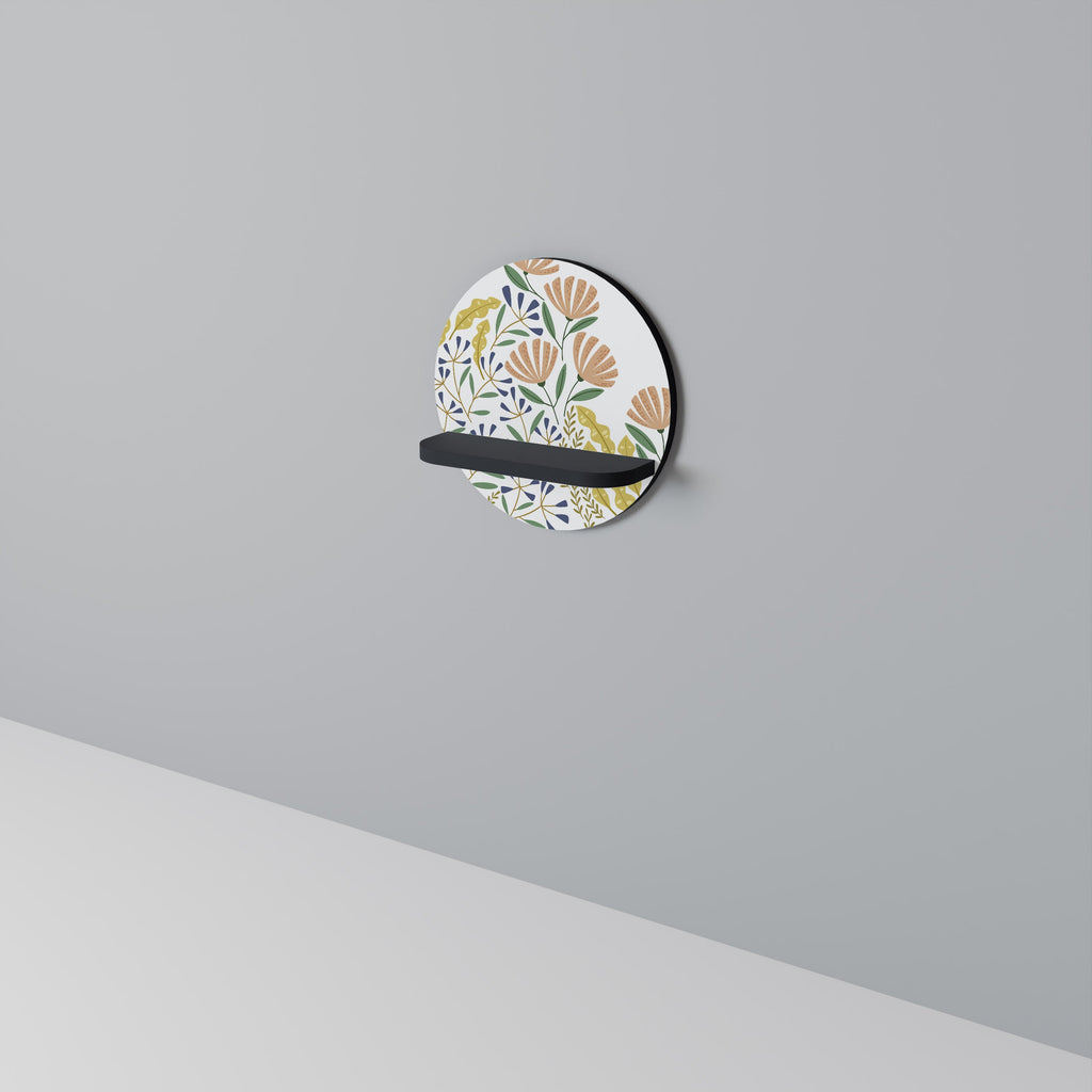 HELLO SPRING Round Art Shelf In Black Finish