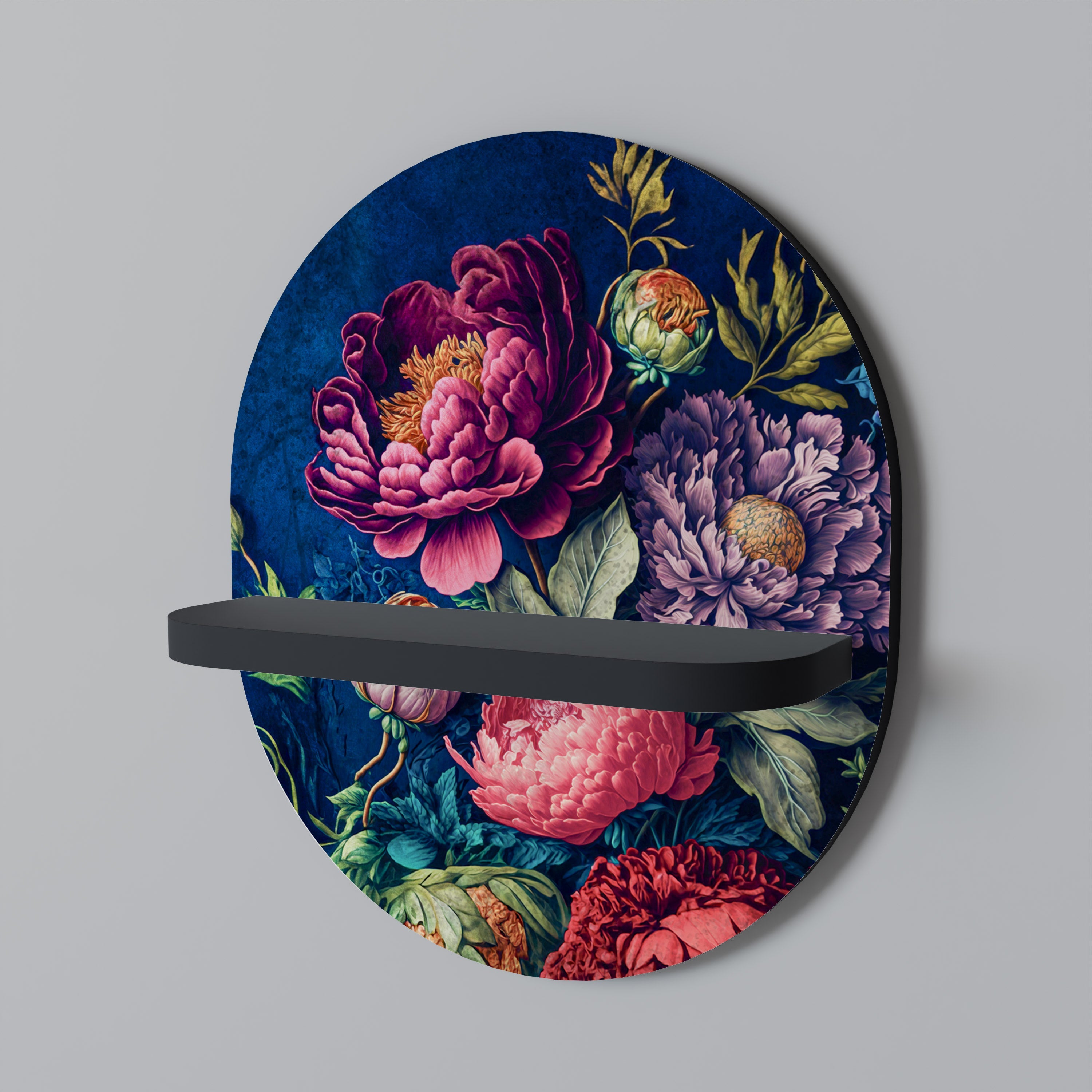 Étagère ovale BLOOMING ELEGANCE en finition noire