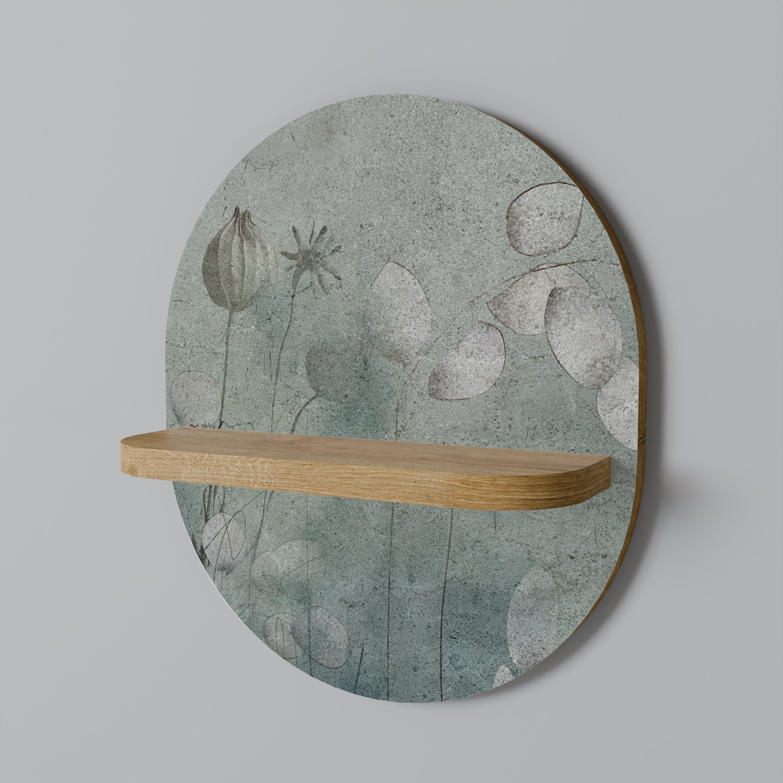 Étagère d'art ovale NIGHT LADY effet chêne