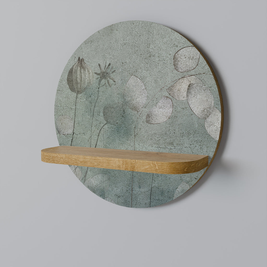 NIGHT LADY Round Art Shelf In Oak Effect