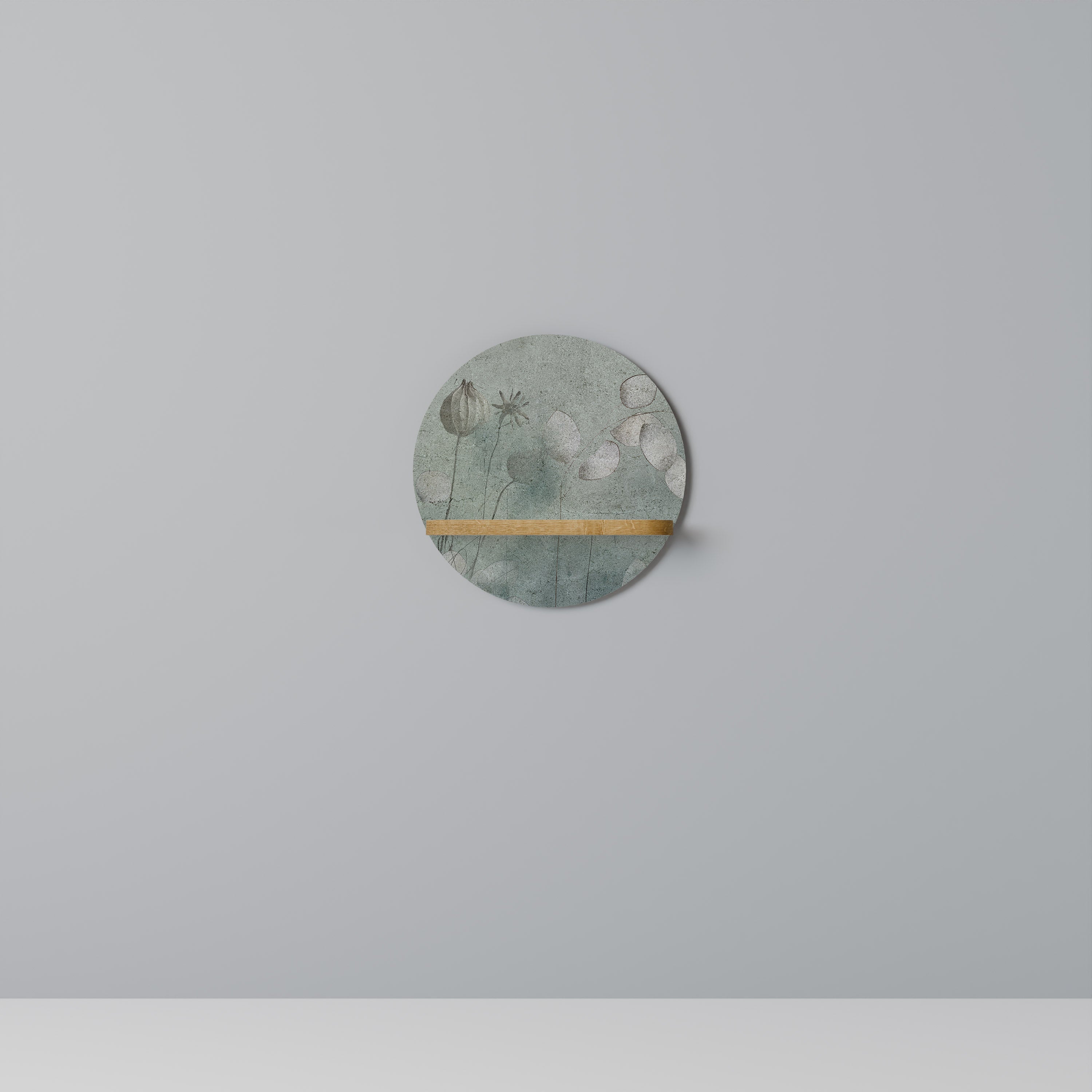 Étagère d'art ronde NIGHT LADY effet chêne